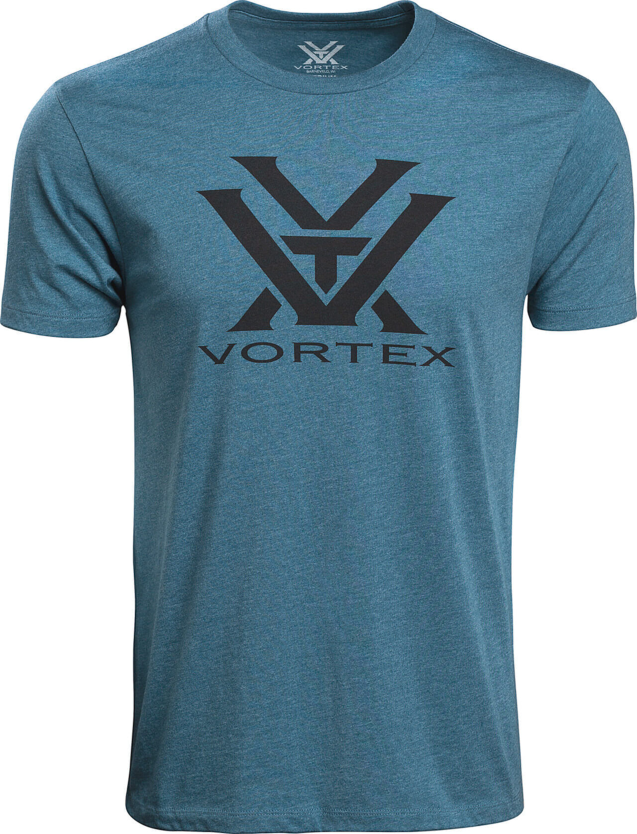 Blaues Herren-T-Shirt mit großem Vortex-Logo auf der Vorderseite