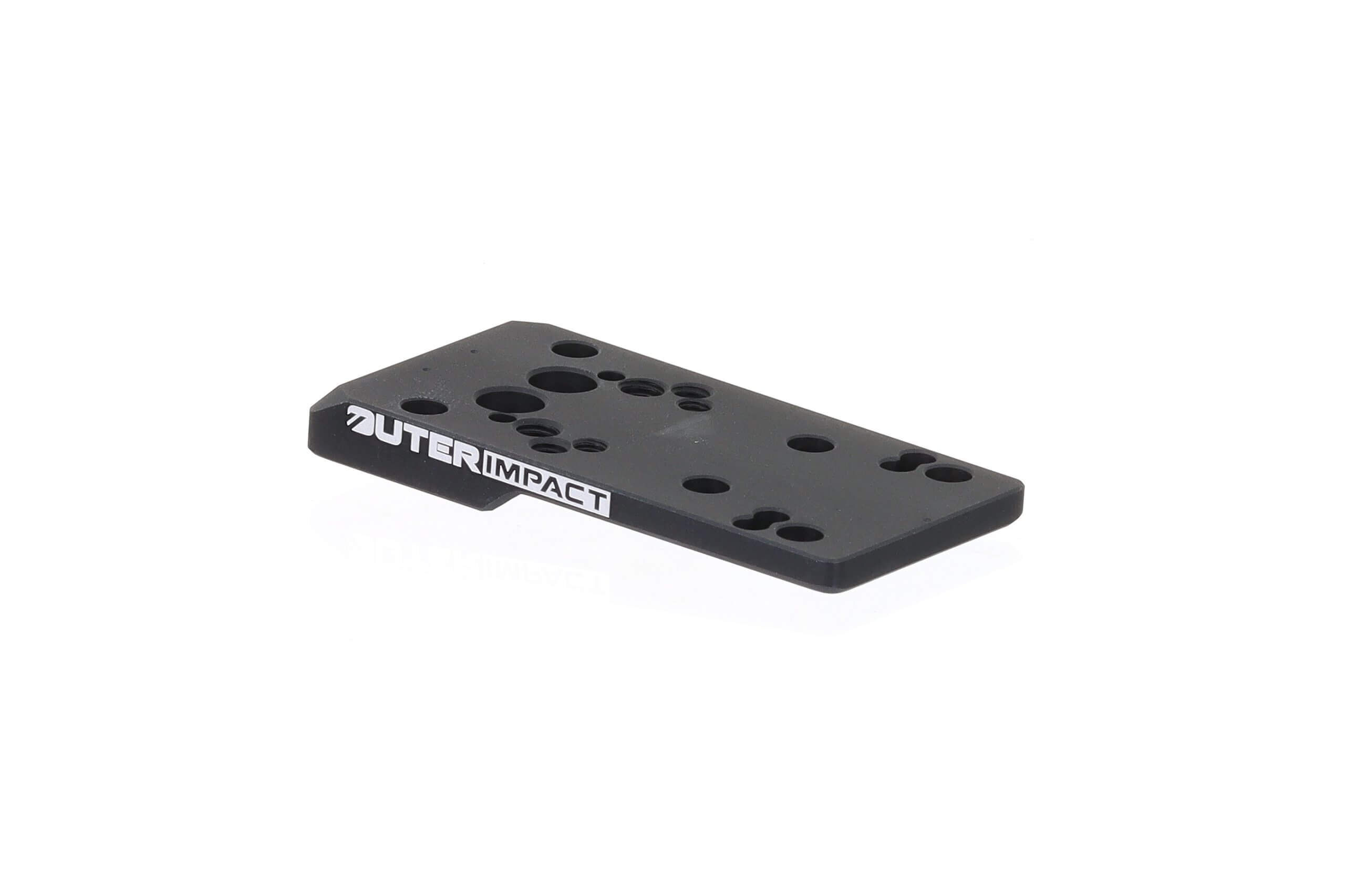 Schwarze Montageplatte für Optik von Outerimpact mit mehreren Bohrungen