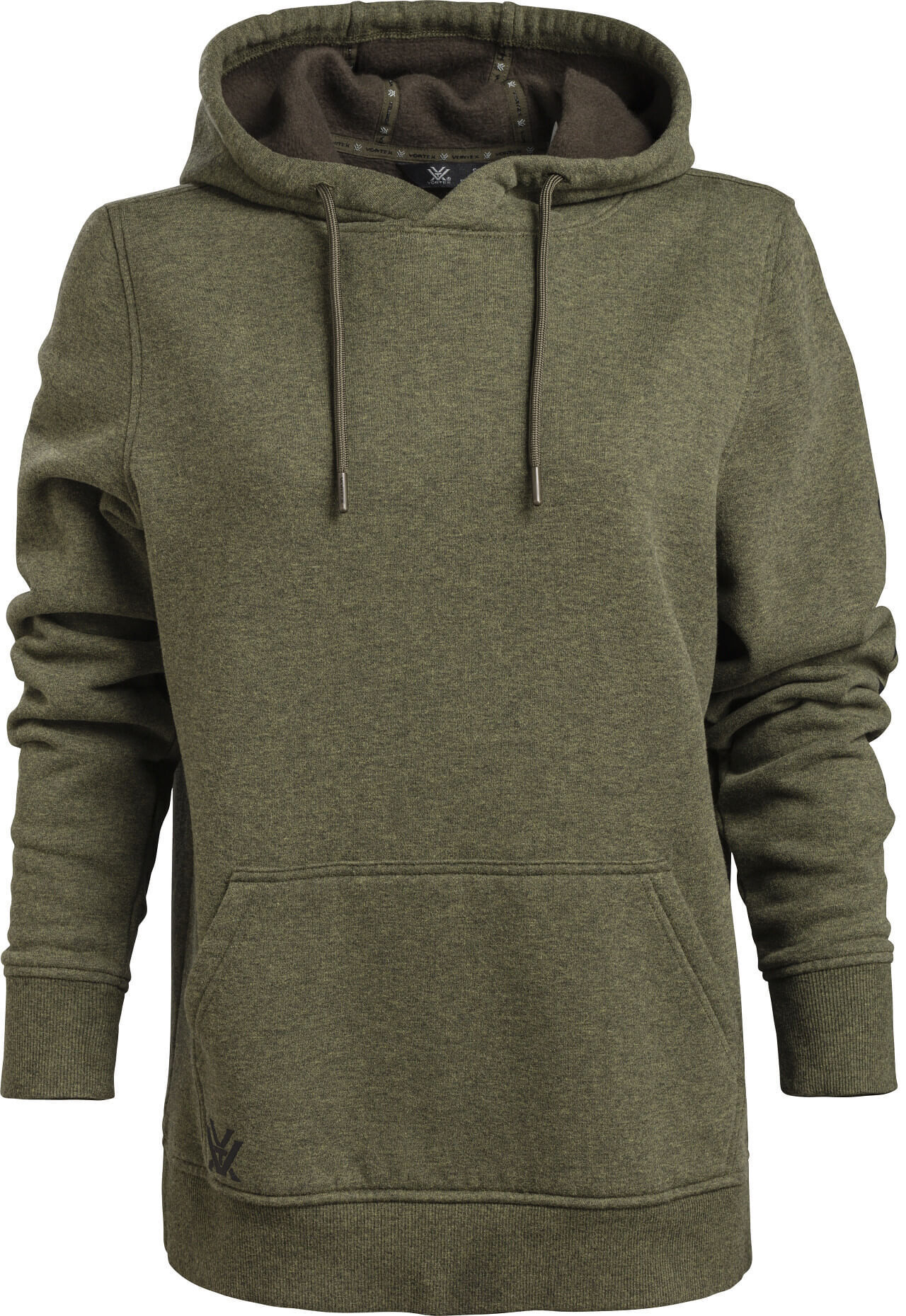 Olivgrüner Kapuzenpullover mit Kängurutasche und Kordelzug