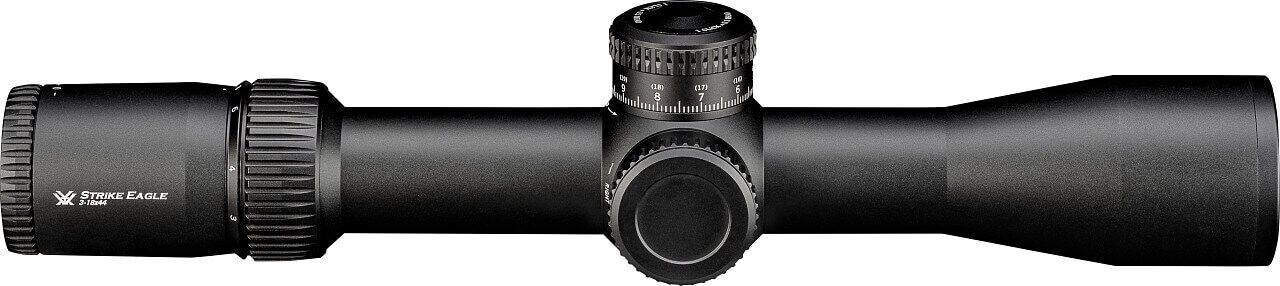 Schwarzes Vortex Strike Eagle Zielfernrohr 3-18x44 mit Verstellknöpfen