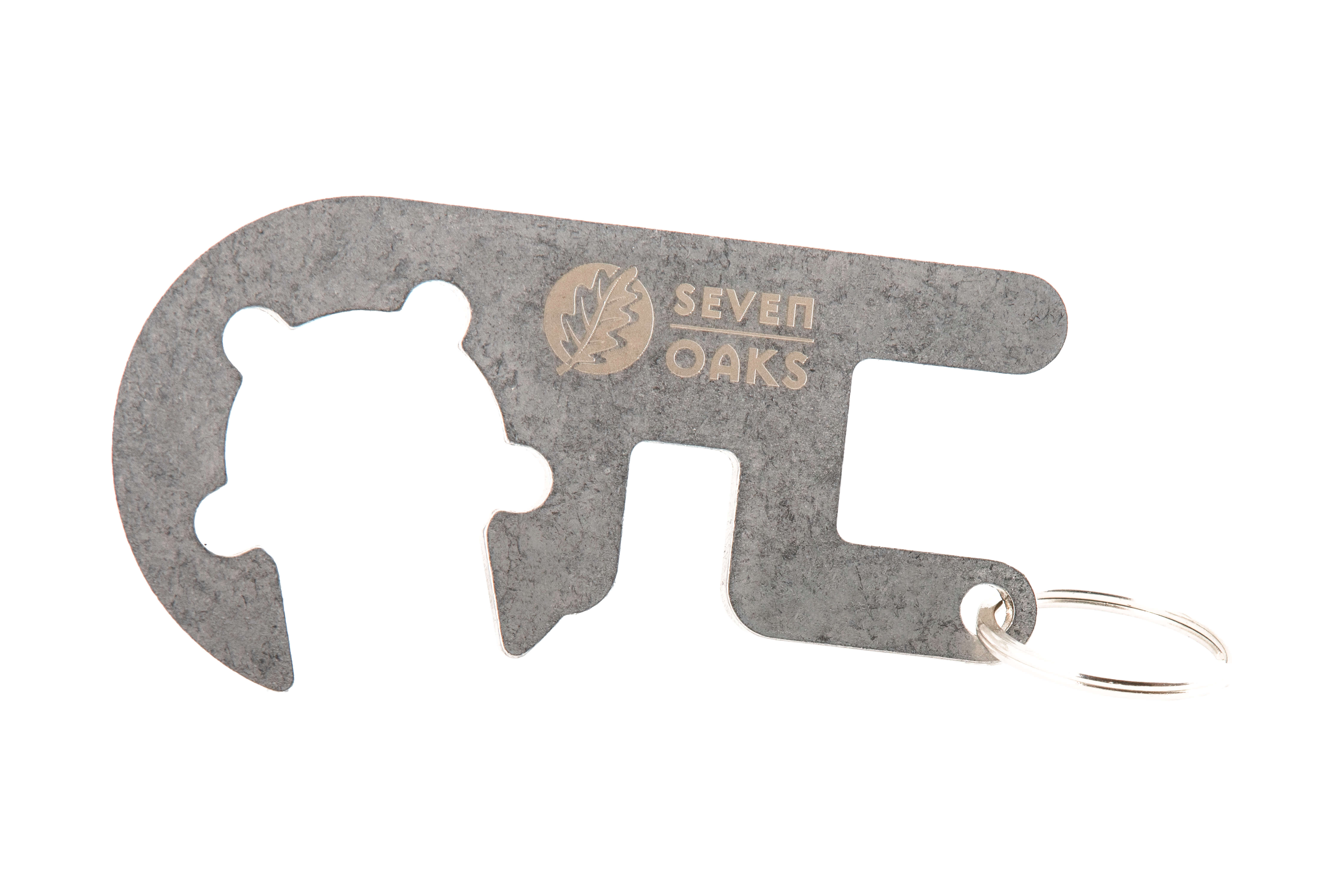 Metall-Schlüsselanhänger von Seven Oaks mit Flaschenöffner und anderen Funktionen