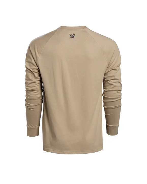 Beiges Langarmshirt für Herren von hinten