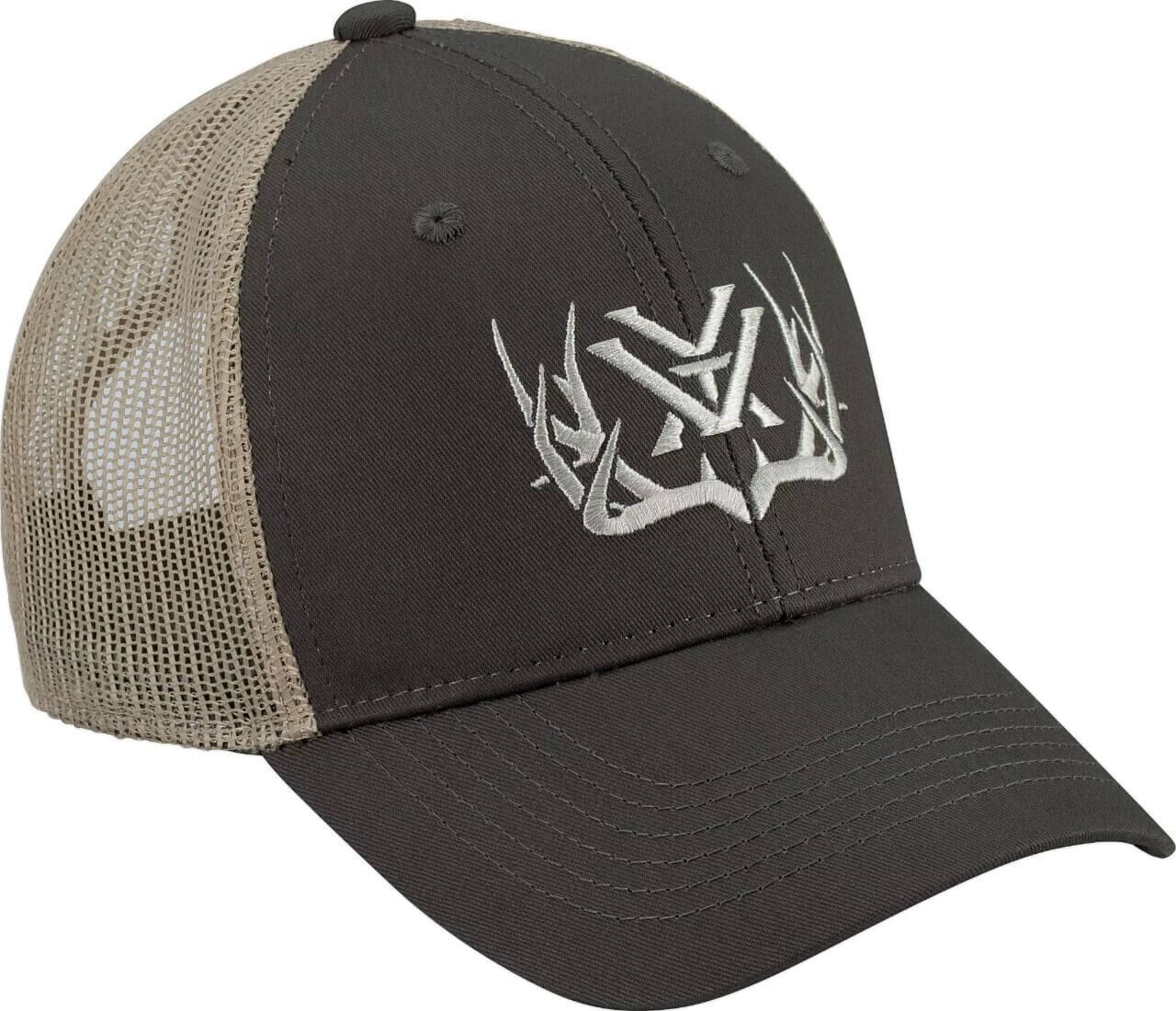Schwarze Baseball-Cap mit Mesh-Rückseite und gesticktem Geweih-Logo