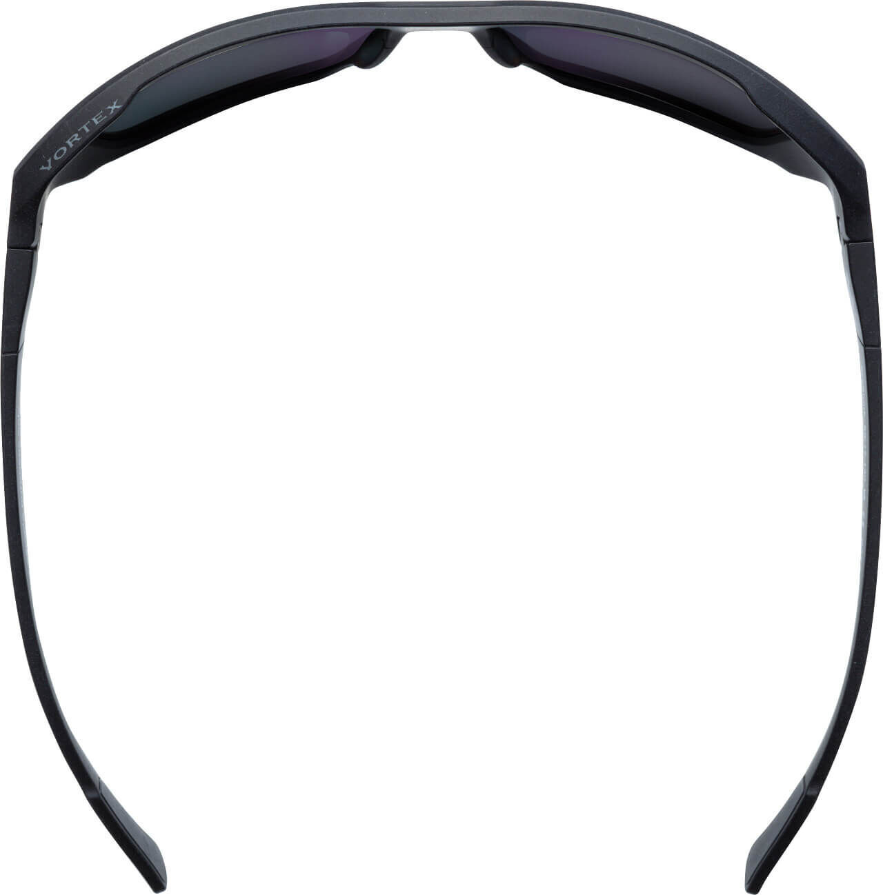 Rückansicht einer stilvollen schwarzen Sonnenbrille mit UV-Schutzgläsern