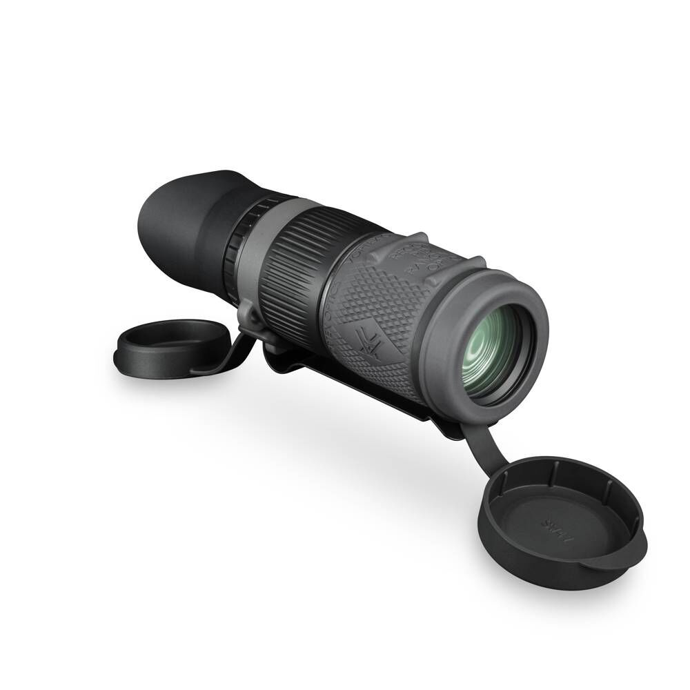 Ein Monokular-Fernglas mit abgenommener Objektivkappe, ideal für Outdoor-Abenteuer.