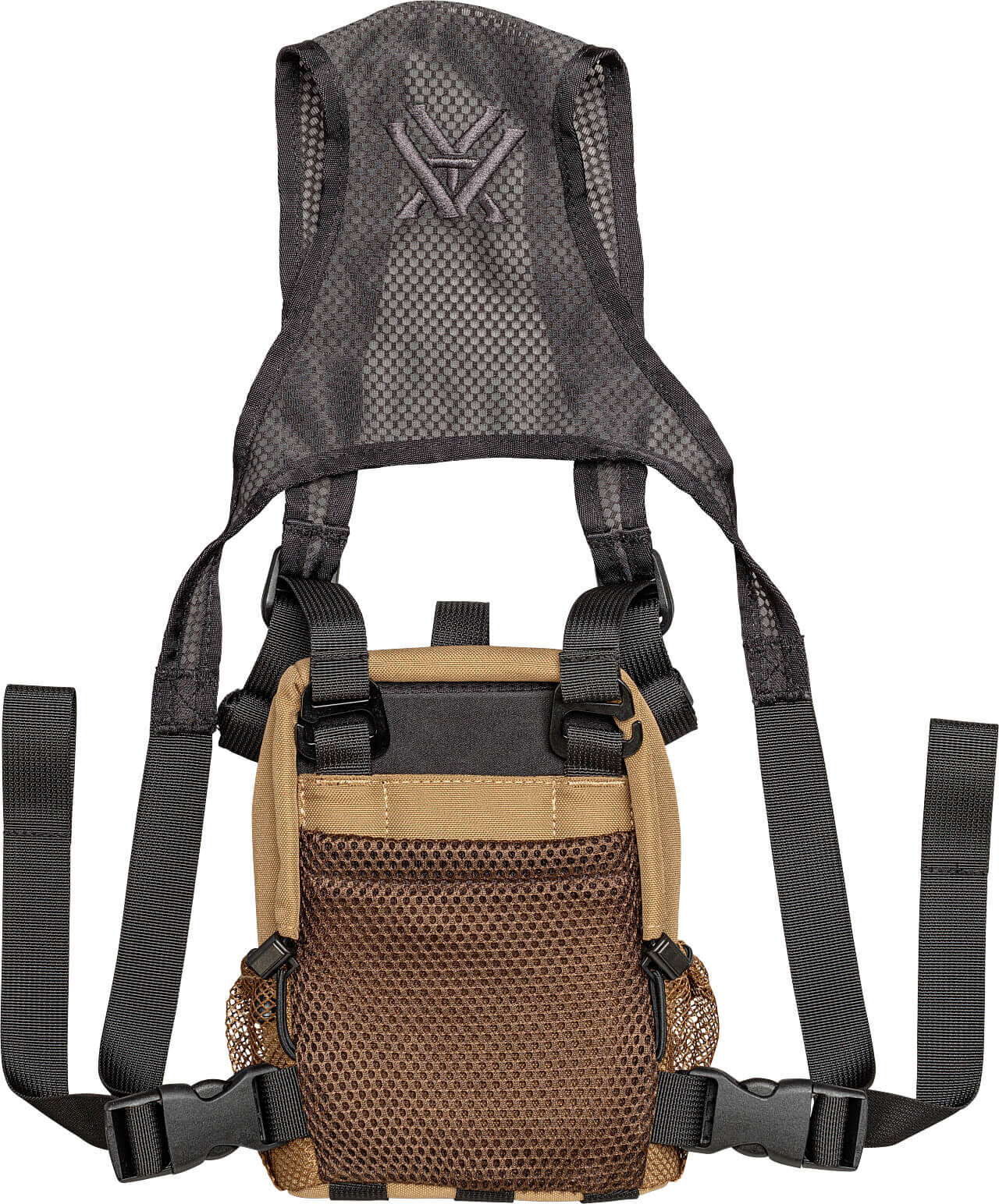 Brusttasche mit robustem Netzgewebe, verstellbaren Gurten und Karabinerhaken