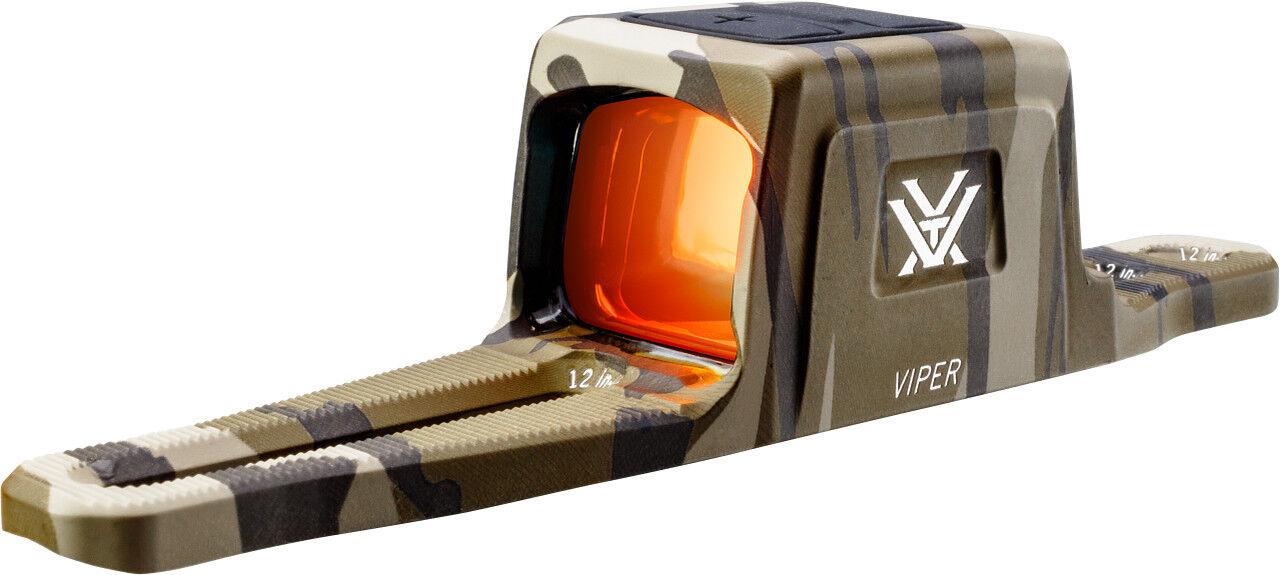 Vortex Viper Rotpunktvisier im Camouflage-Design mit leuchtend oranger Linse, kompaktes Red Dot Sight für präzises Zielen