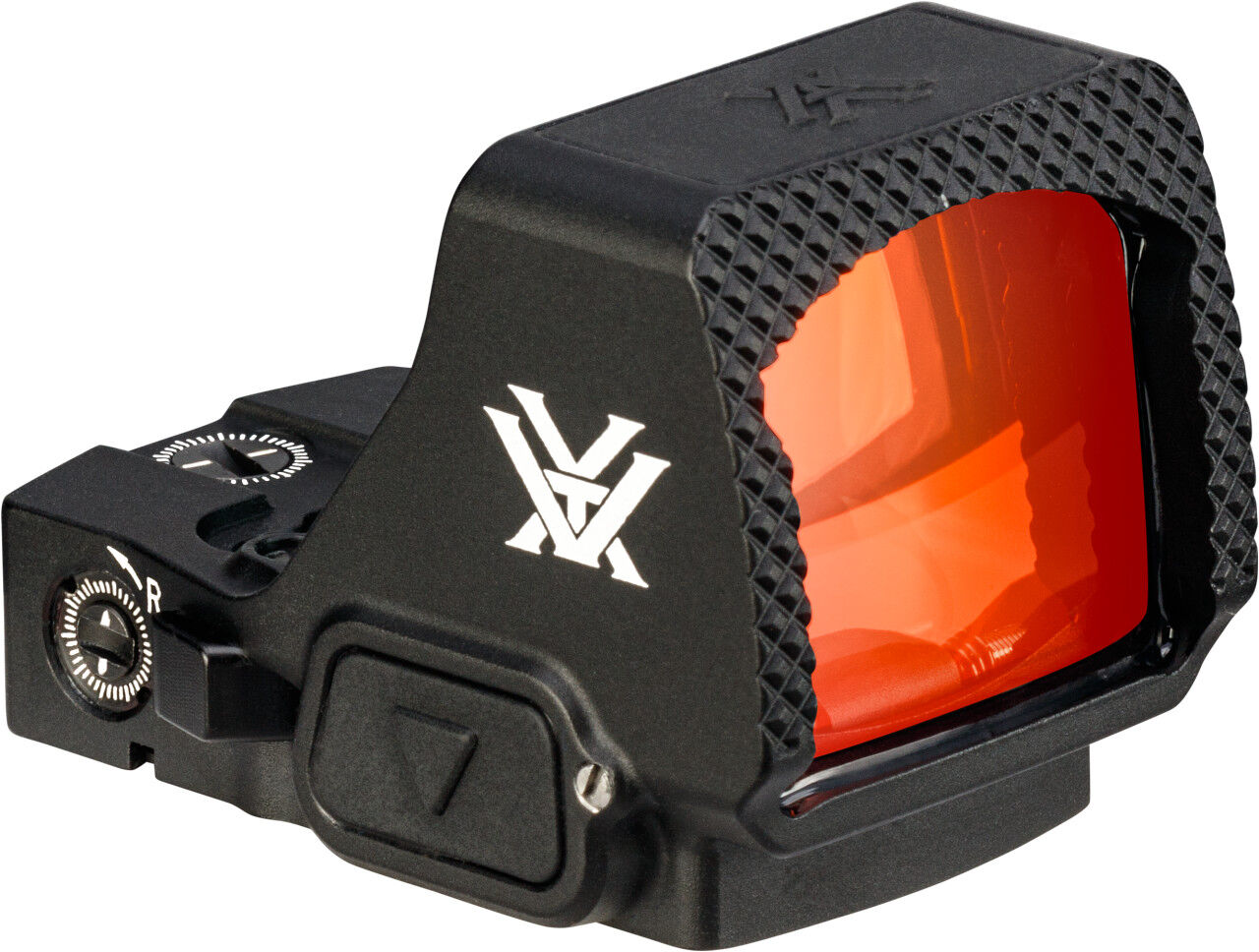 Ein schwarzes Reflexvisier mit roter Linse und robustem Schutzgehäuse