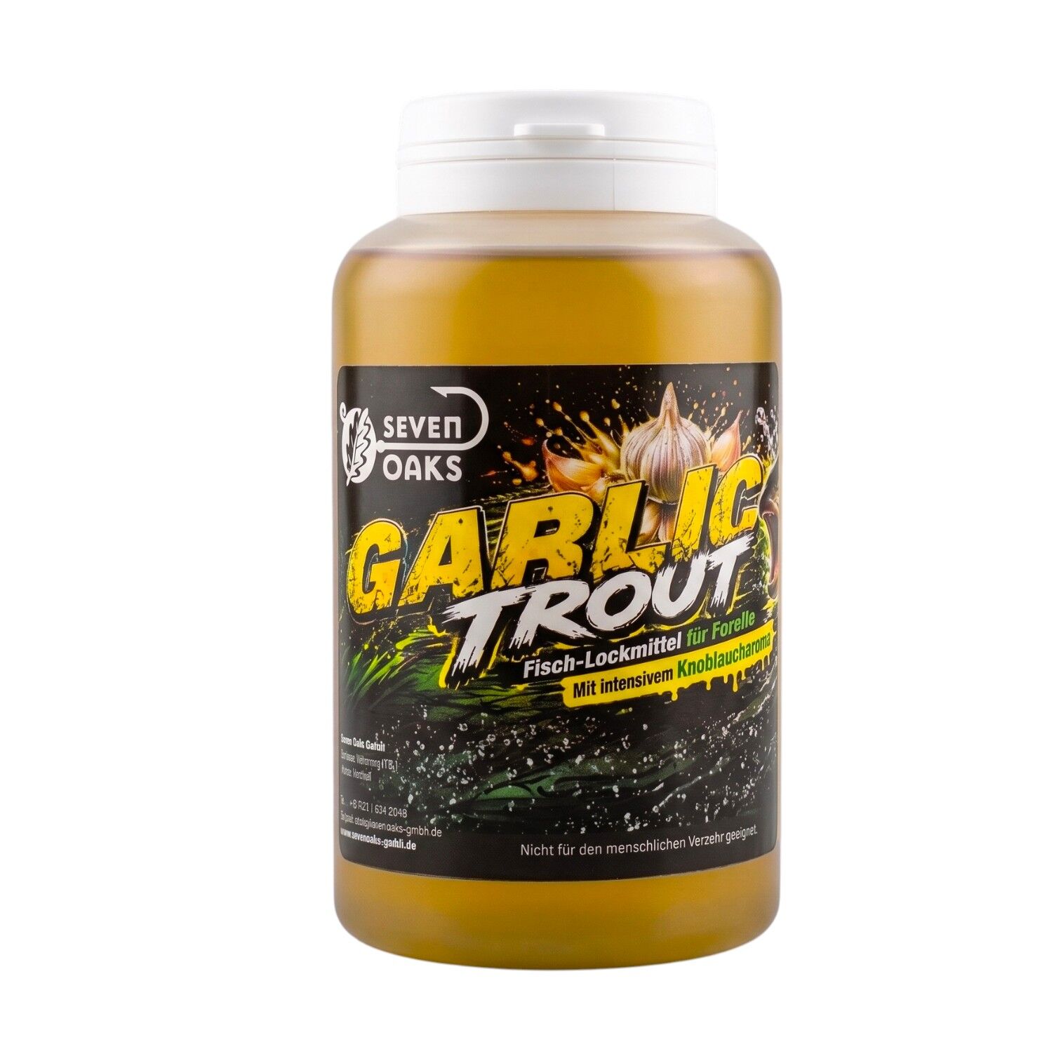 Flasche Seven Oaks Garlic Trout, flüssiges Fisch-Lockmittel für Forellen mit intensivem Knoblaucharoma