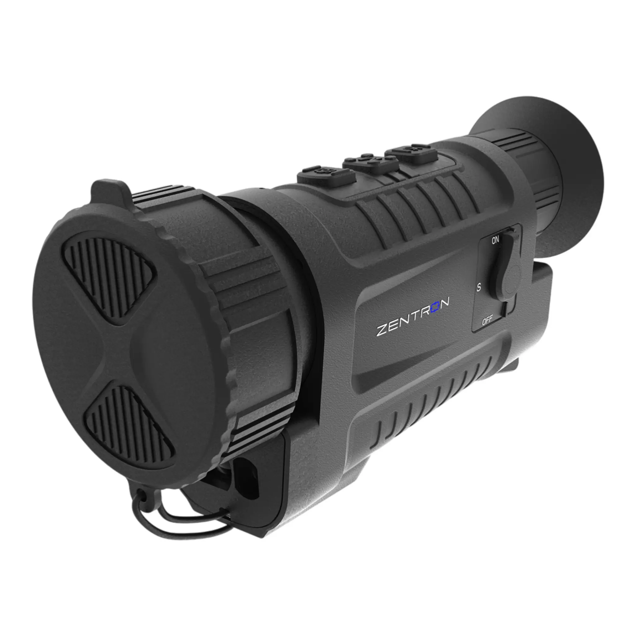 Zentron ZEN M6 Pro 50 mm Wärmebild-Monokular mit integriertem Laser-Entfernungsmesser, robustem Gehäuse und seitlichem Bedienfeld in schräger Produktansicht