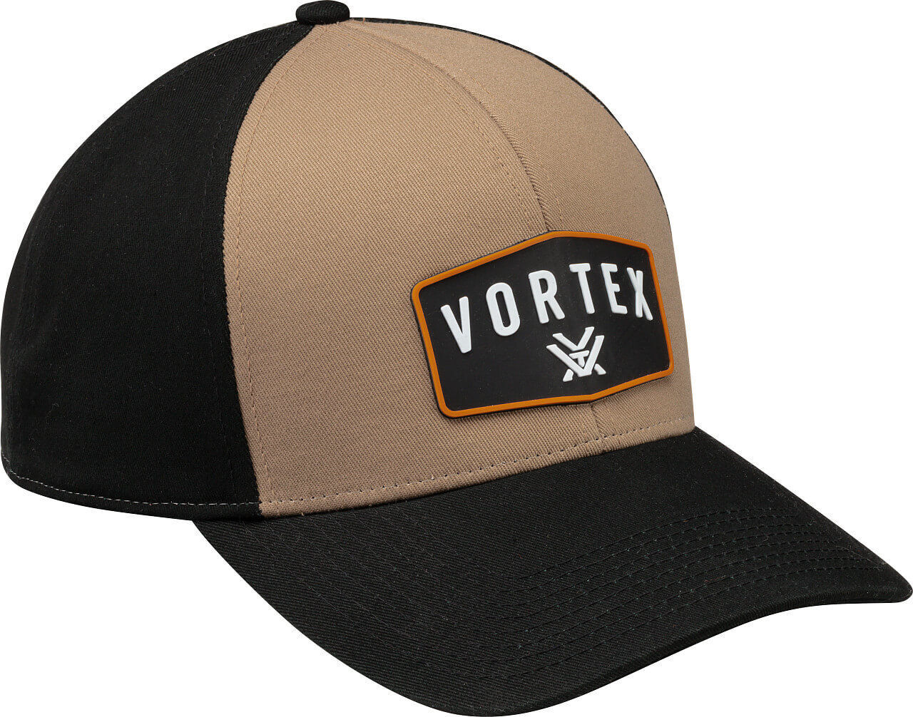 Schwarze und beige Vortex Baseballkappe mit aufgesticktem Logo