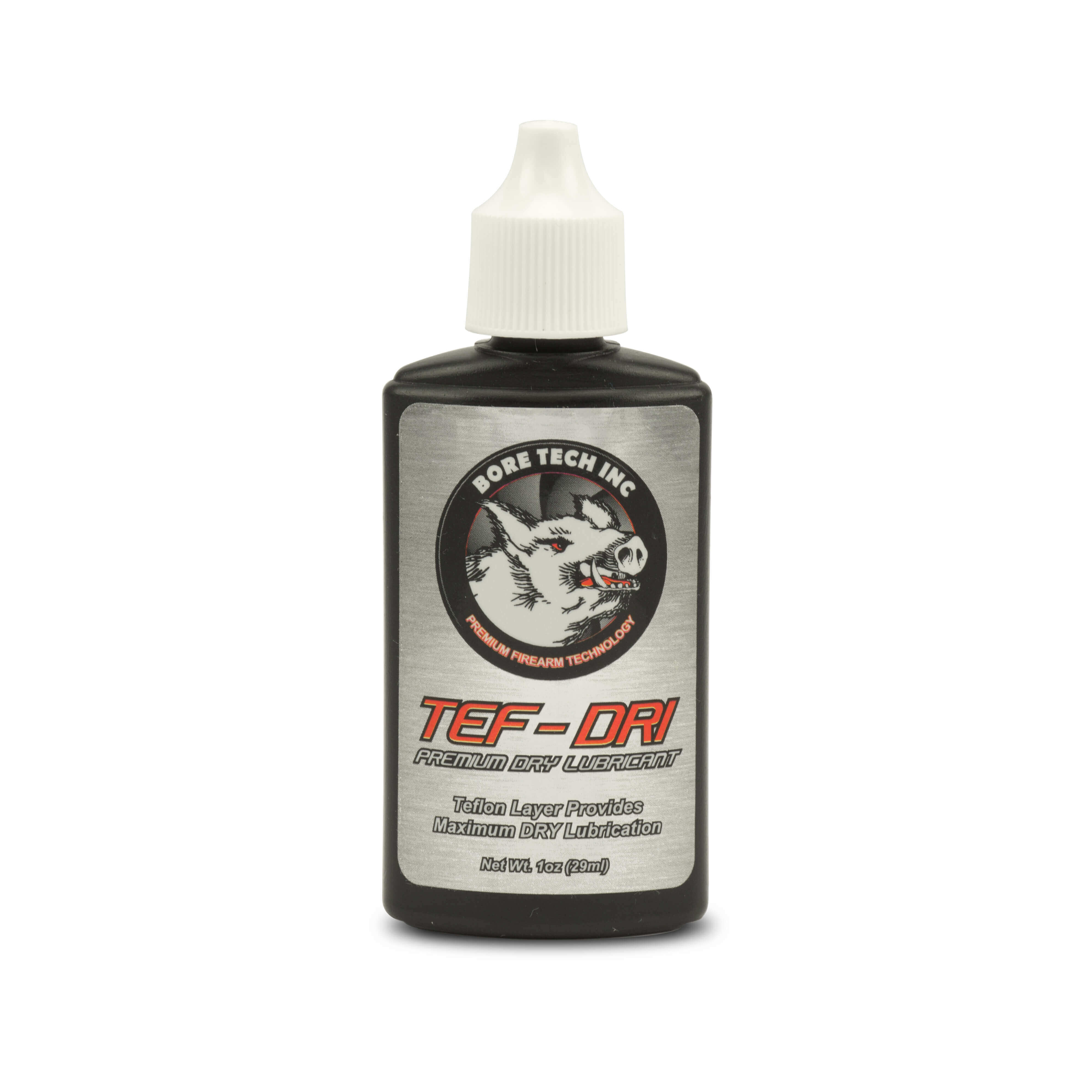 Flasche Bore Tech TEF-DRI Premium Trockenschmiermittel mit Teflon-Schicht für maximale Trockenreibung.