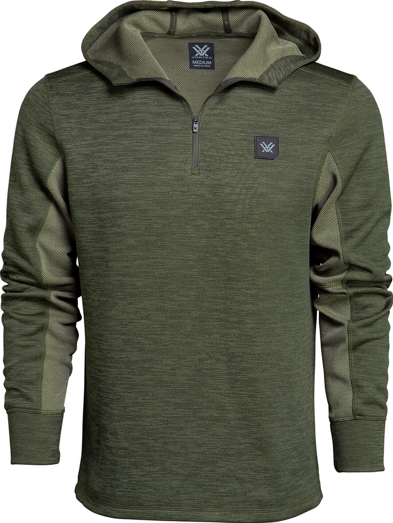 Olivegrüner Kapuzenpullover mit Reißverschluss aus atmungsaktivem Material und modernem Design