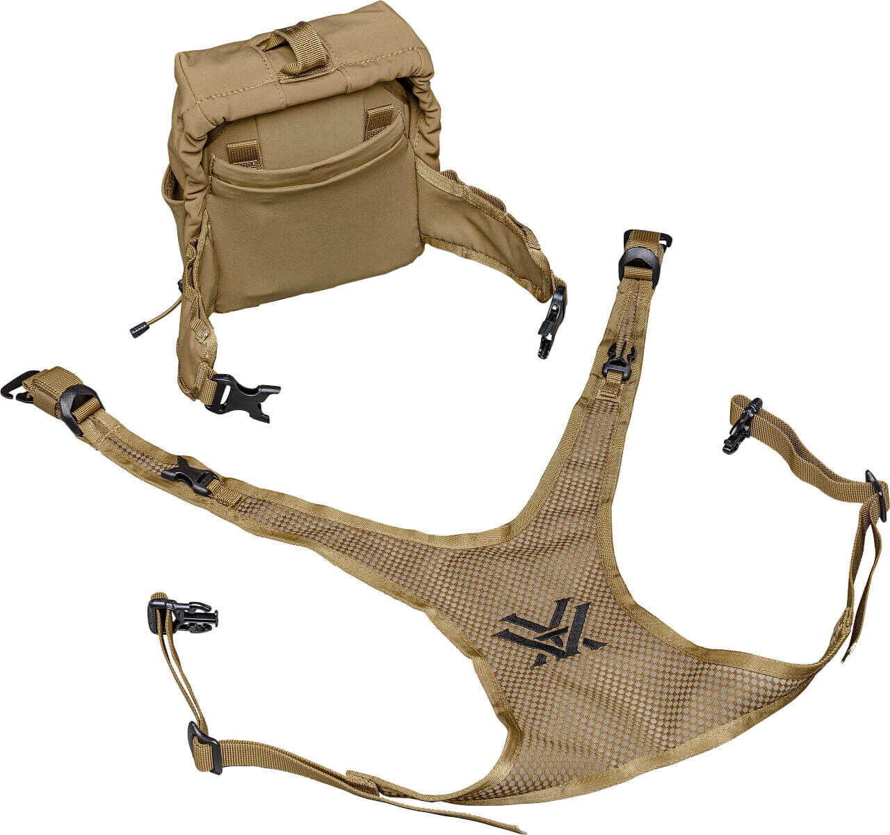 Sandfarbene taktische Tasche mit verstellbaren modularen Riemen und Schnallen