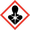 Symbol für Gesundheitsgefahr in einem roten Diamant mit schwarzer Silhouette