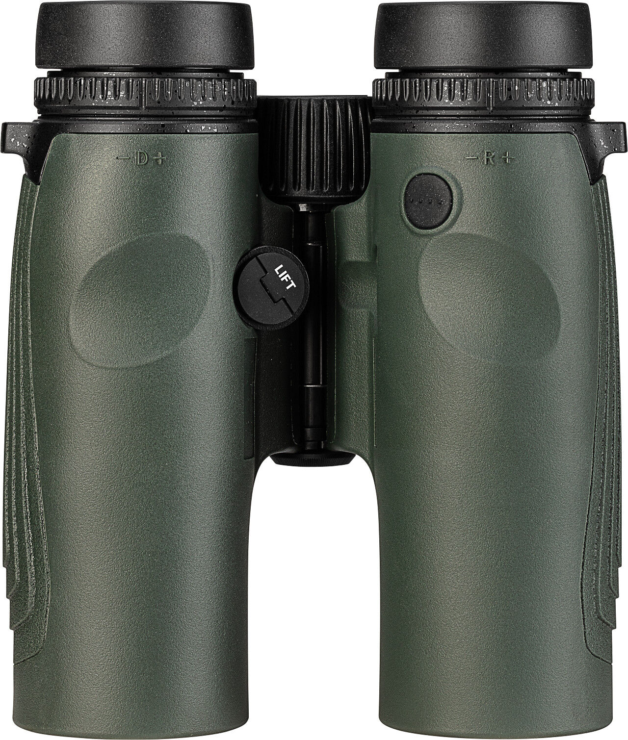 Grünes, gummiertes Fernglas mit griffiger Oberfläche und Mitteltrieb, ideal für Jagd und Outdoor-Einsatz