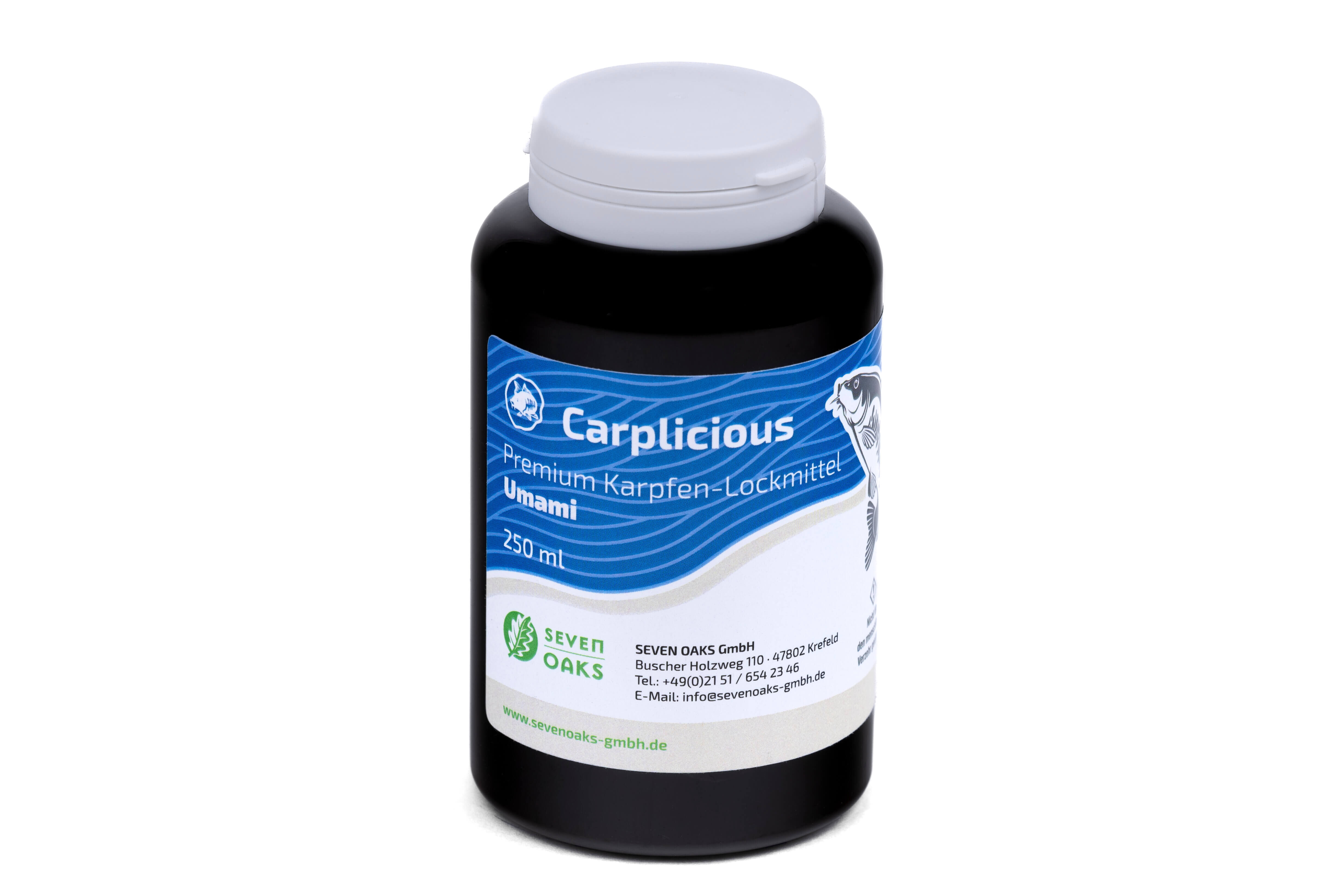 Flasche mit Carplicious Premium Karpfen-Lockmittel Umami, 250 ml