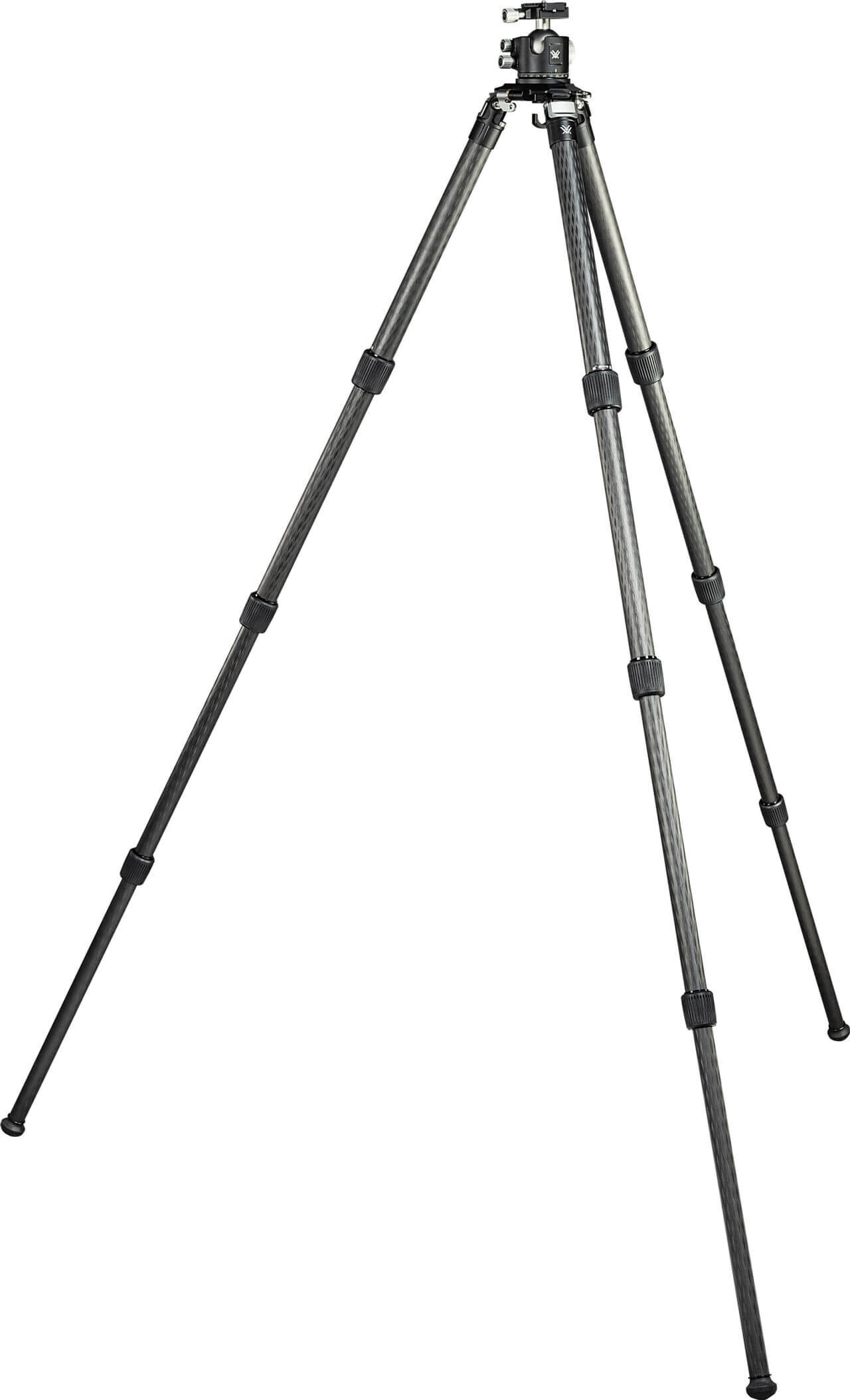 Ein dreibeiniges Stativ aus Carbon, verstellbar und stabil, ideal für Kameraaufnahmen