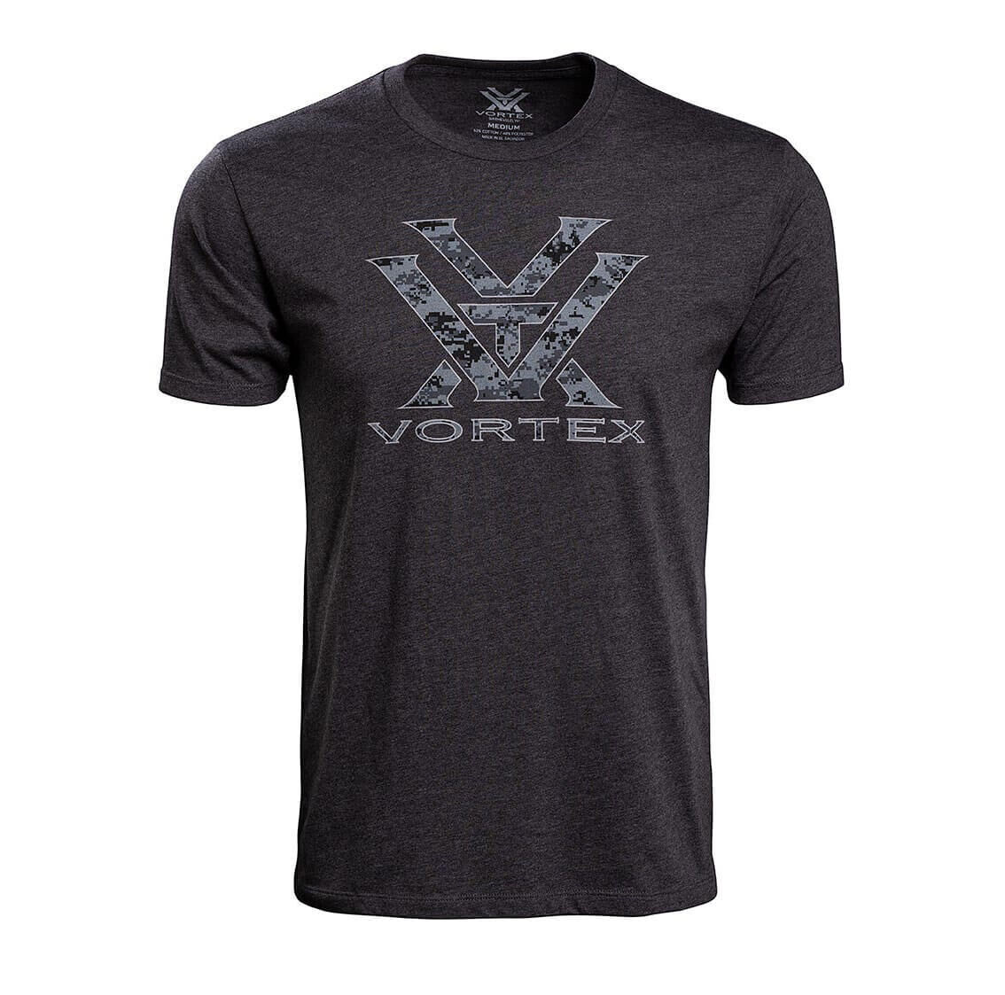 Herren-T-Shirt in Schwarz mit grauem Vortex-Logo auf der Vorderseite