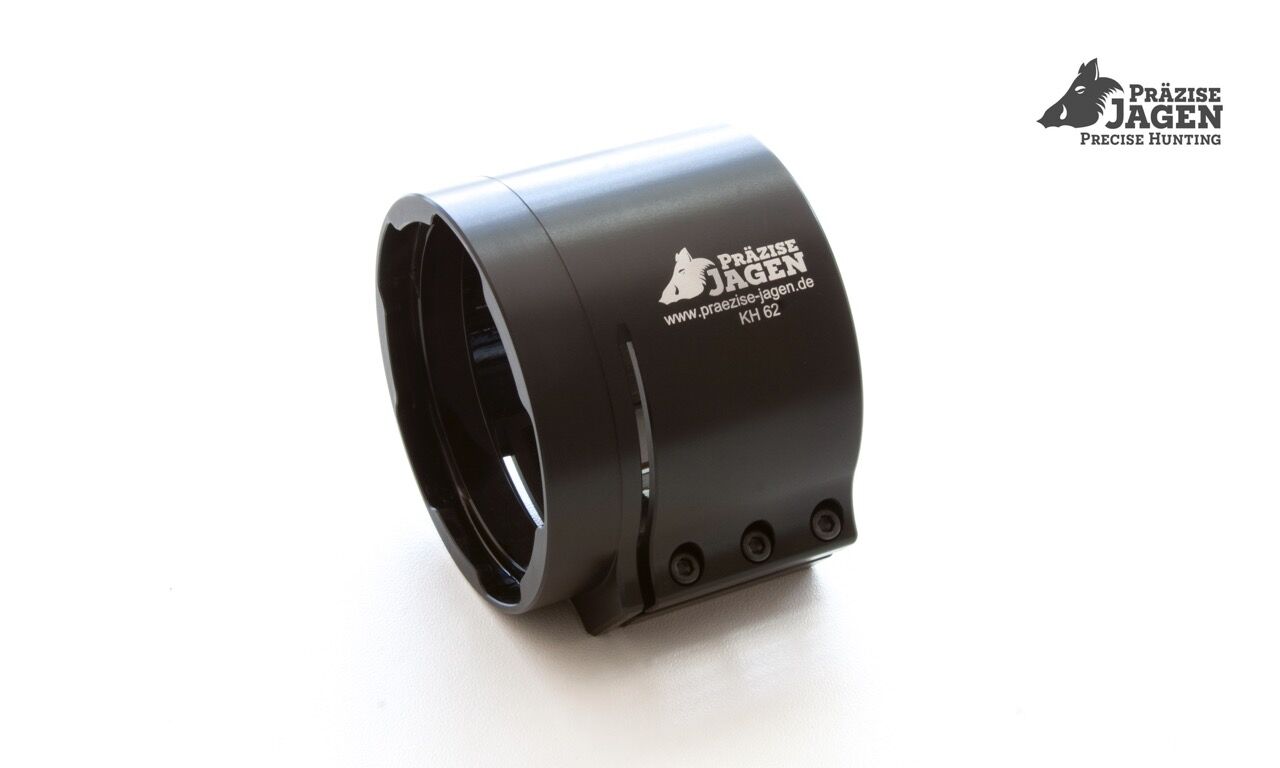 Schwarzer Adapter KH 62 von Präzise Jagen, designed für Präzisionsoptiken im Jagdgebrauch
