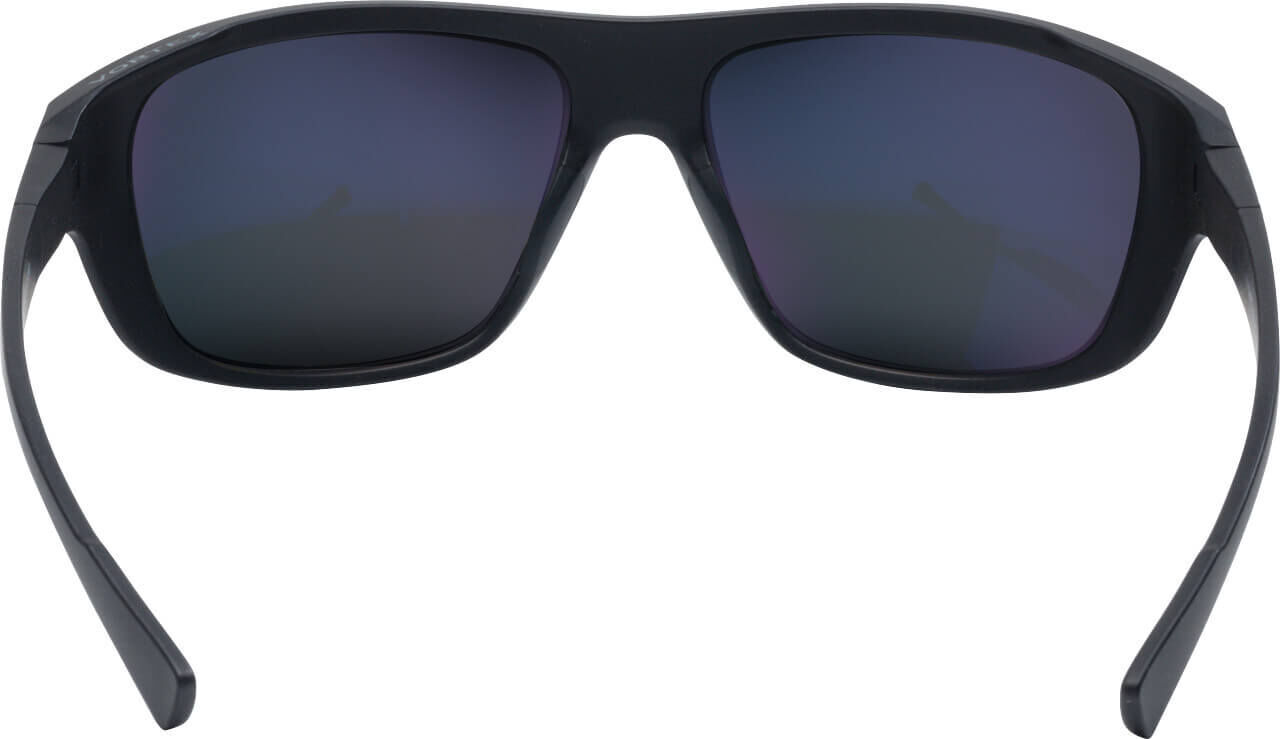 Schwarze Sonnenbrille mit dunklen Gläsern, Vorderansicht