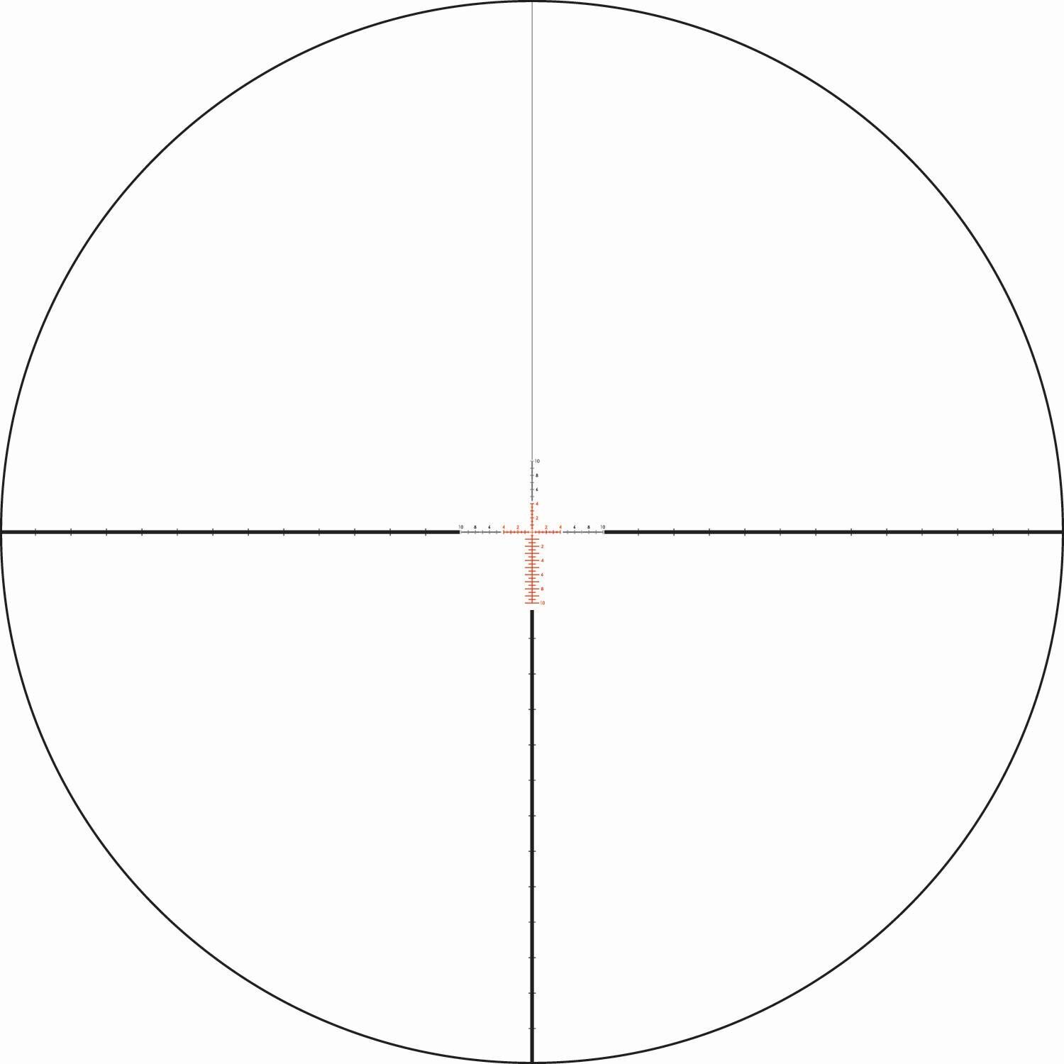 Absehen eines Zielfernrohrs mit horizontalen und vertikalen Skalen in einem Fadenkreuz