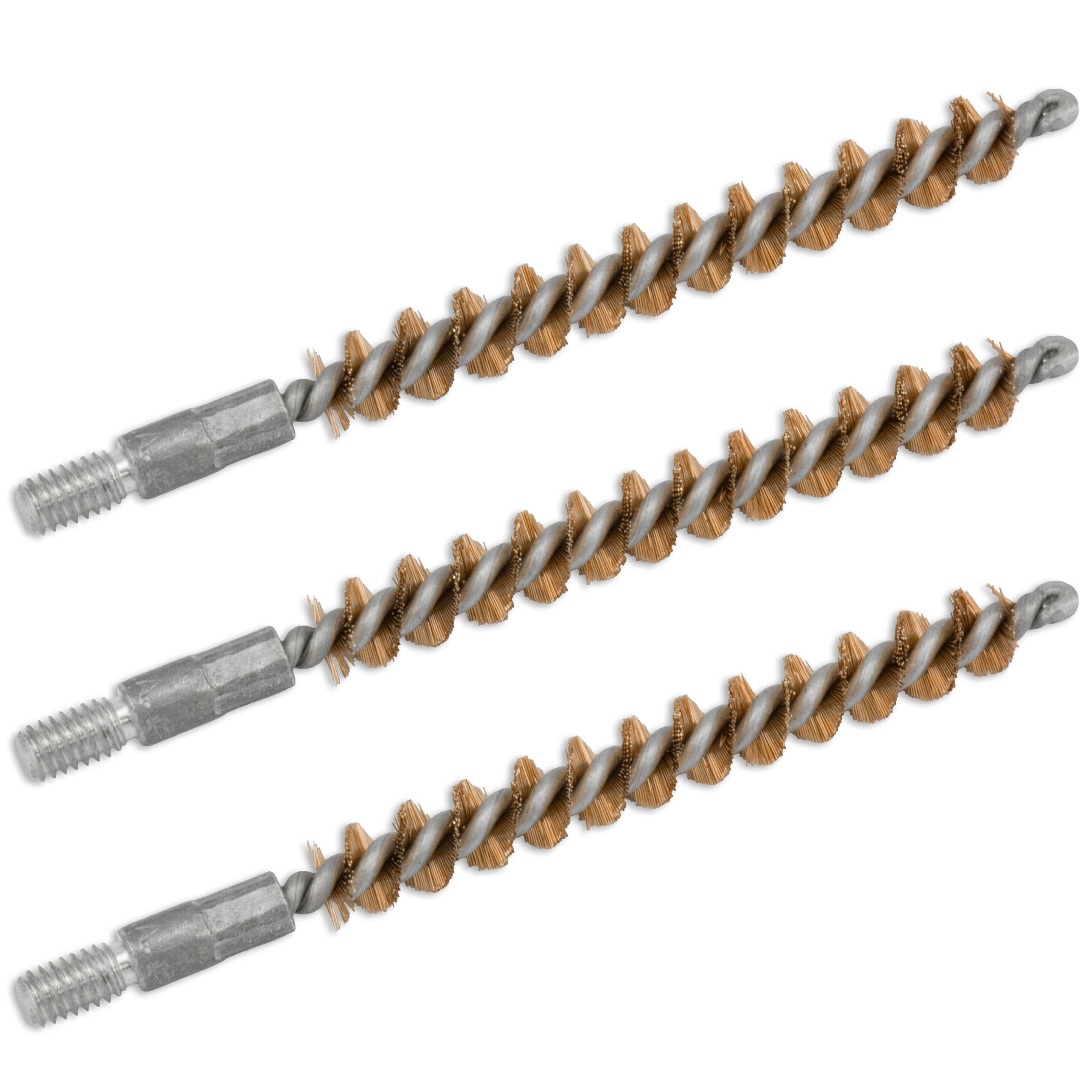 Dreiteiliges Set von Drahtbürstenaufsätzen für eine Bohrmaschine, geeignet für die Reinigung von Oberflächen und schwer zugänglichen Stellen.