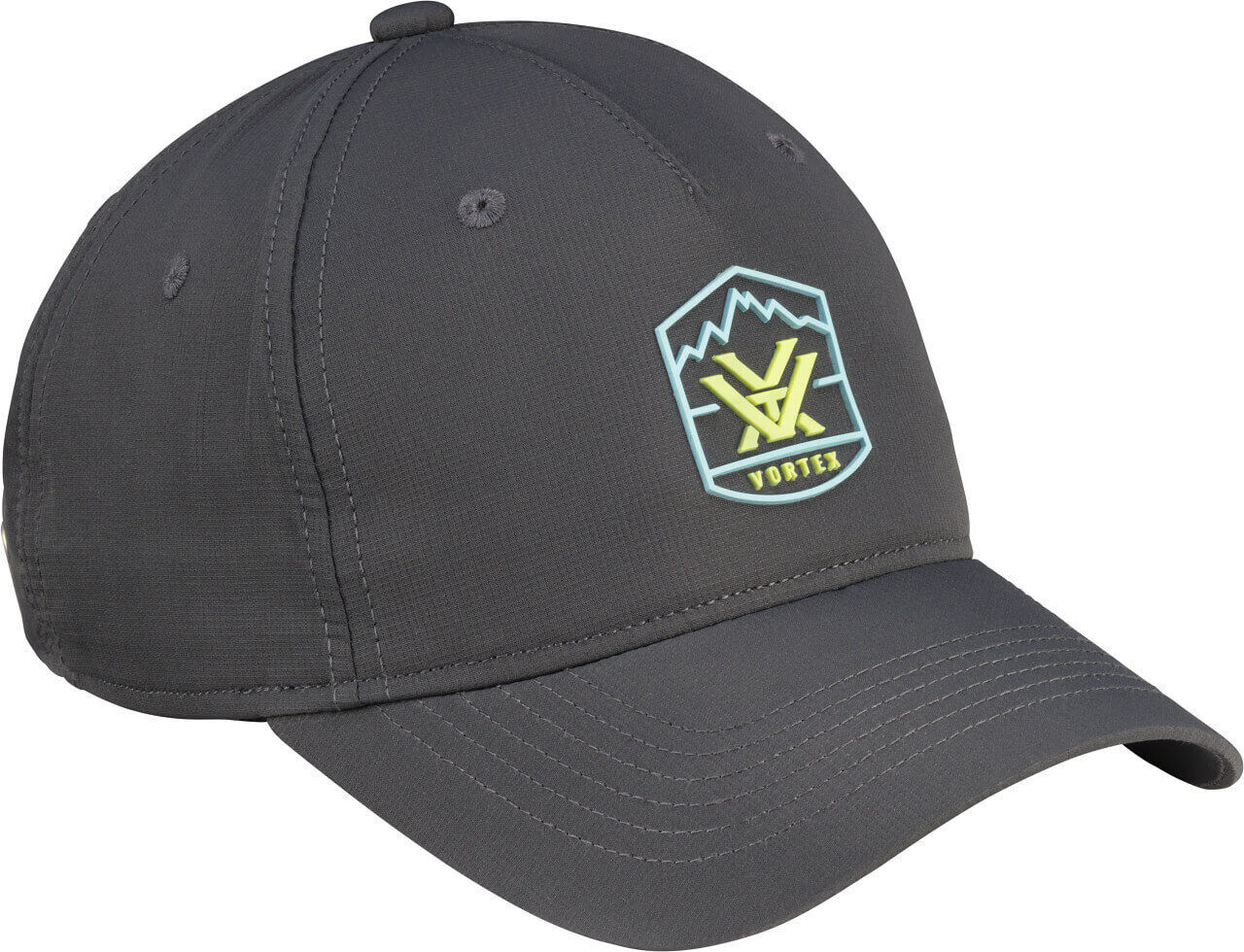 Schwarze Baseballcap mit gesticktem Vortex-Logo auf der Vorderseite