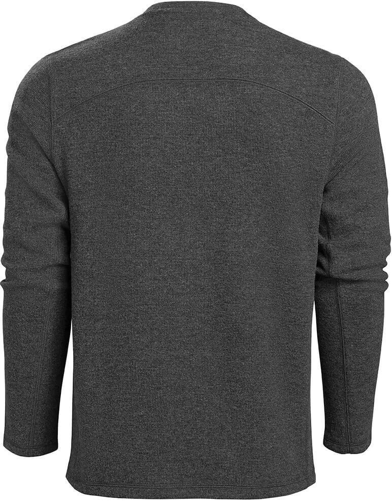 Rückansicht eines dunkelgrauen Langarmshirts aus Baumwollmischung