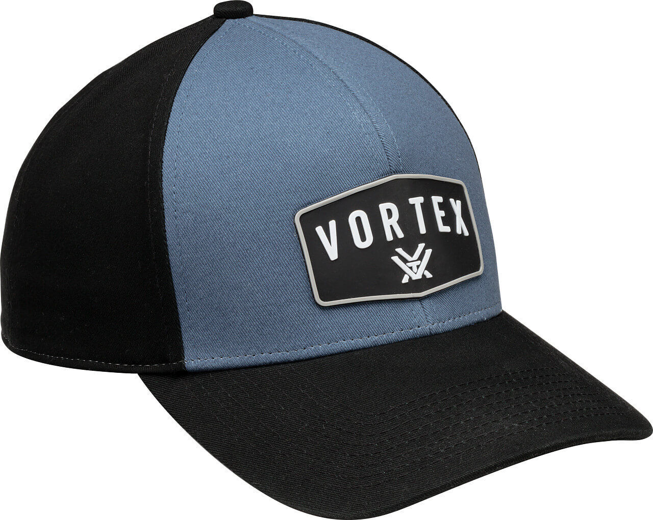Blau-schwarze Cap mit Vortex-Logo auf der Vorderseite