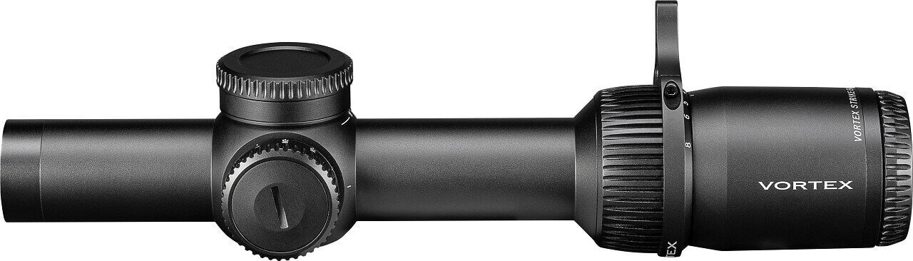Seitenansicht eines Vortex Zielfernrohrs mit 1-8x Vergrößerung für Schießen und Jagd