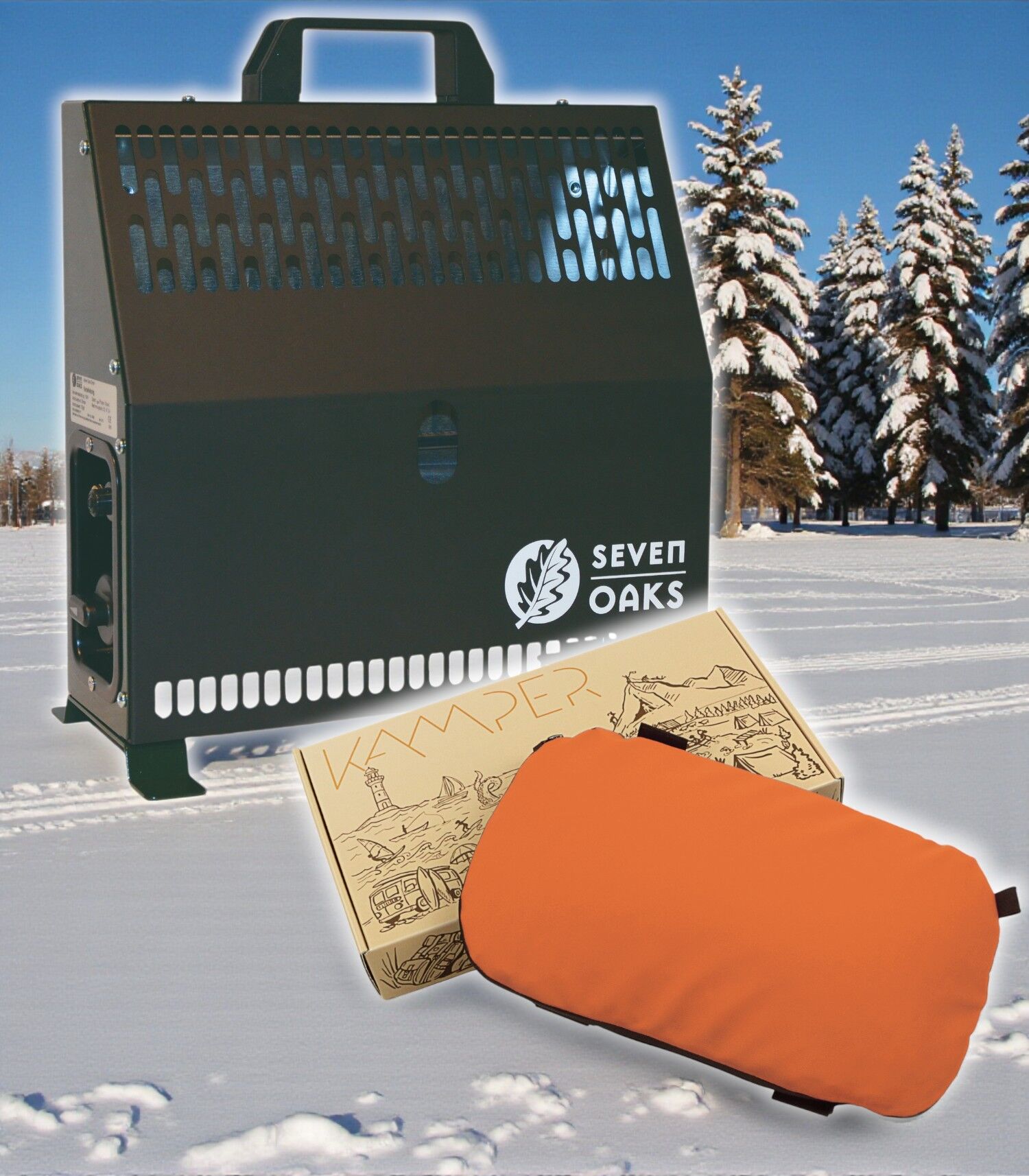 SEVEN OAKS Gasheizung mit iKamper Isomatte im Schnee