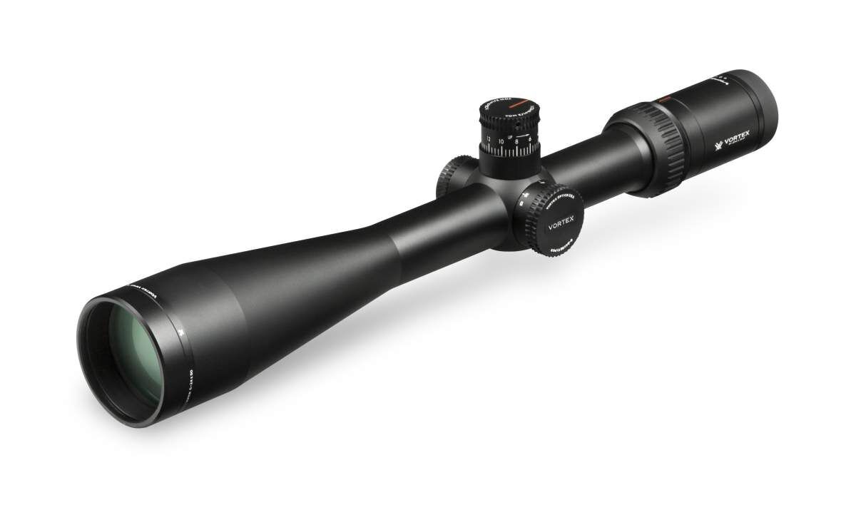 Schwarzes Zielfernrohr mit justierbaren Einstellungen und klarer Optik