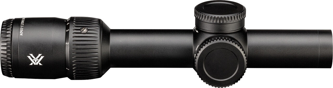 Schwarzes Vortex Zielfernrohr 1-10x24 mit Vergrößerungsring, seitlichem Verstellturm und kompaktem, robustem Design
