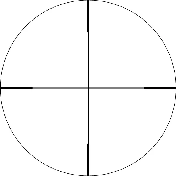 Ein einfaches Fadenkreuz bestehend aus zwei sich kreuzenden Linien in einem Kreis, geeignet für Zielmarkierungen.