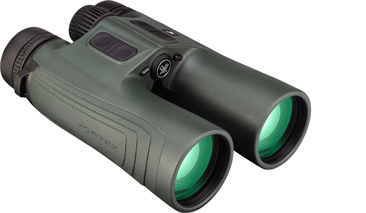 Grünes Vortex Fernglas mit gummiertem, rutschfestem Gehäuse und grün vergüteten Linsen für scharfe Sicht bei Jagd, Outdoor und Vogelbeobachtung