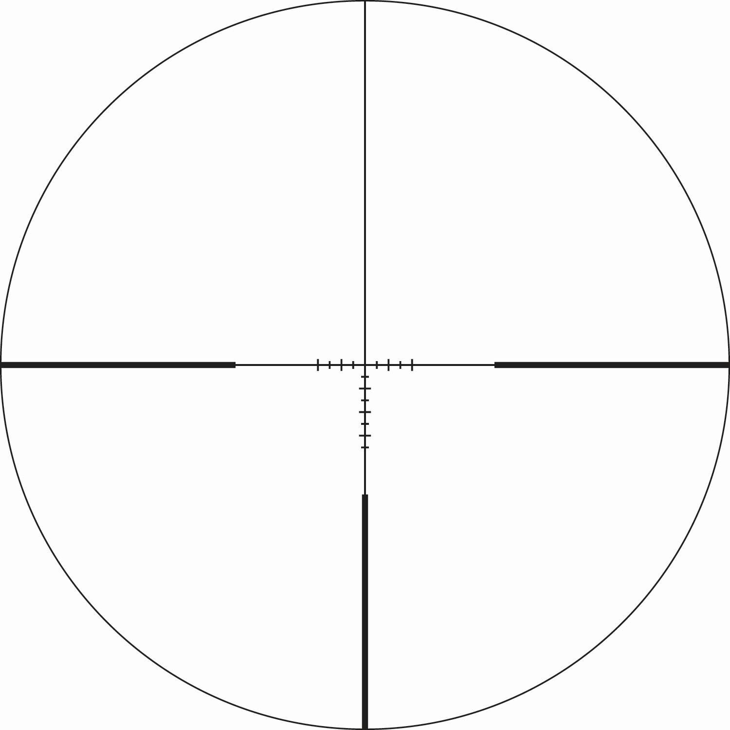 Grafische Darstellung eines Fadenkreuzes in einem Zielfernrohr für präzises Zielen bei der Jagd oder im Sport.
