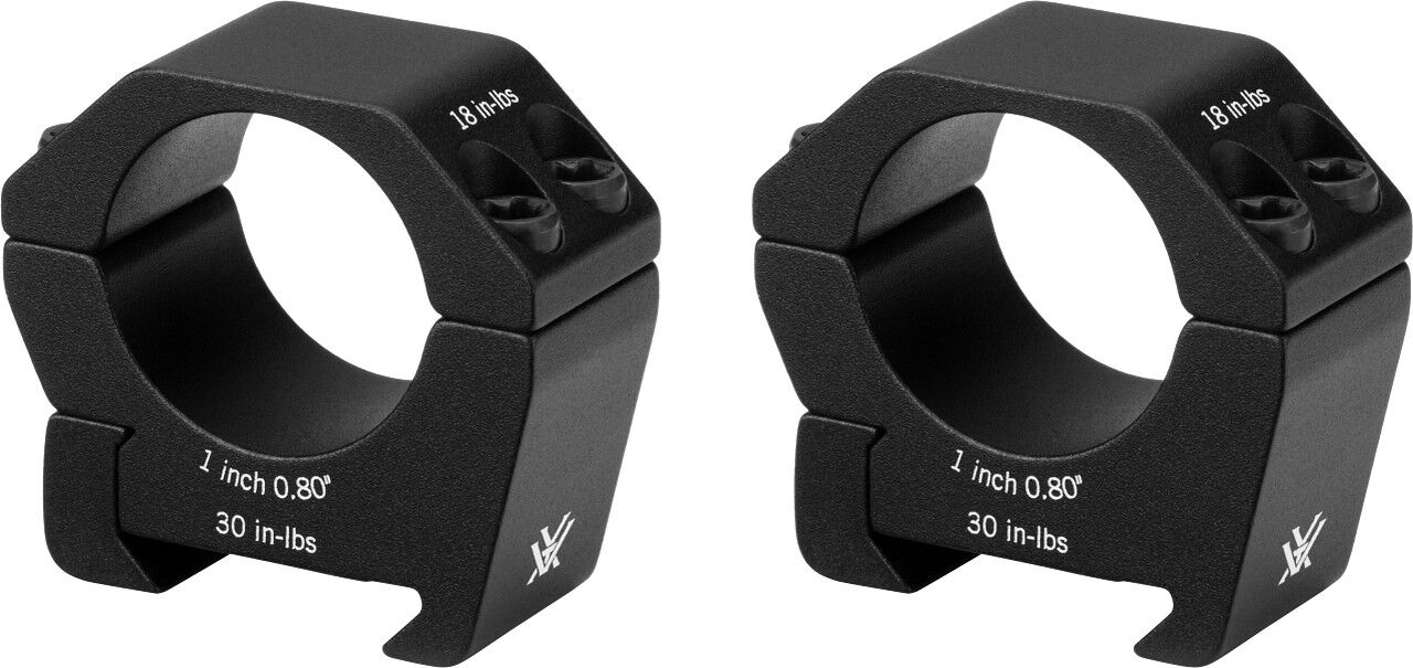 Zwei Vortex 1 Zoll Zielfernrohrmontageringe schwarz