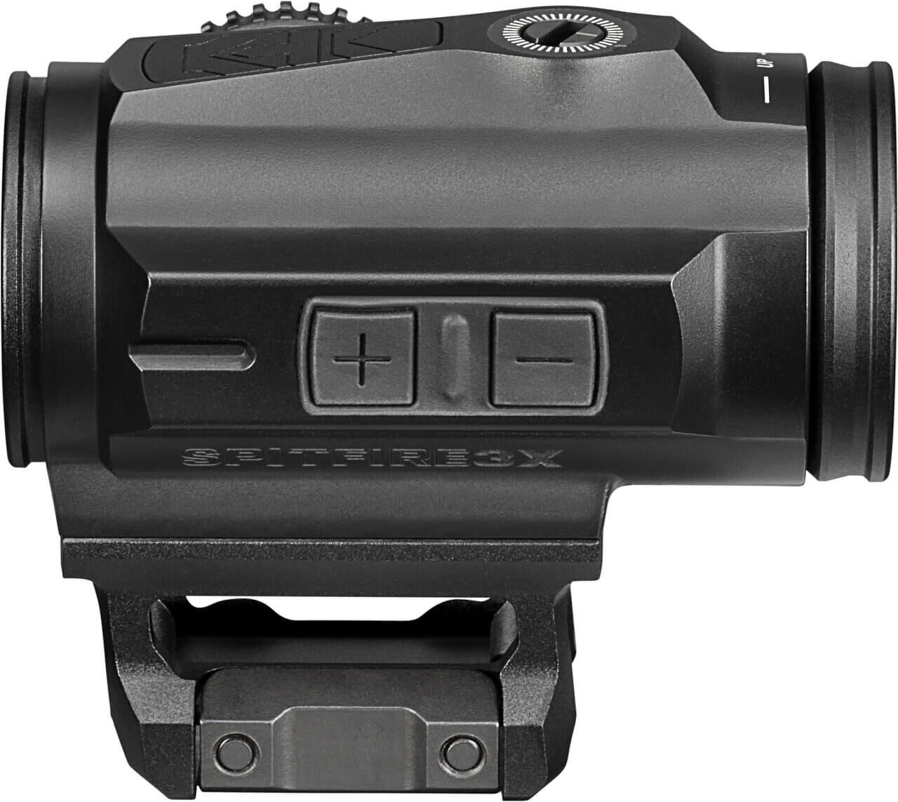 Seitliche Ansicht des Vortex Spitfire HD Gen II 3x Prism Scope mit Bedienelementen