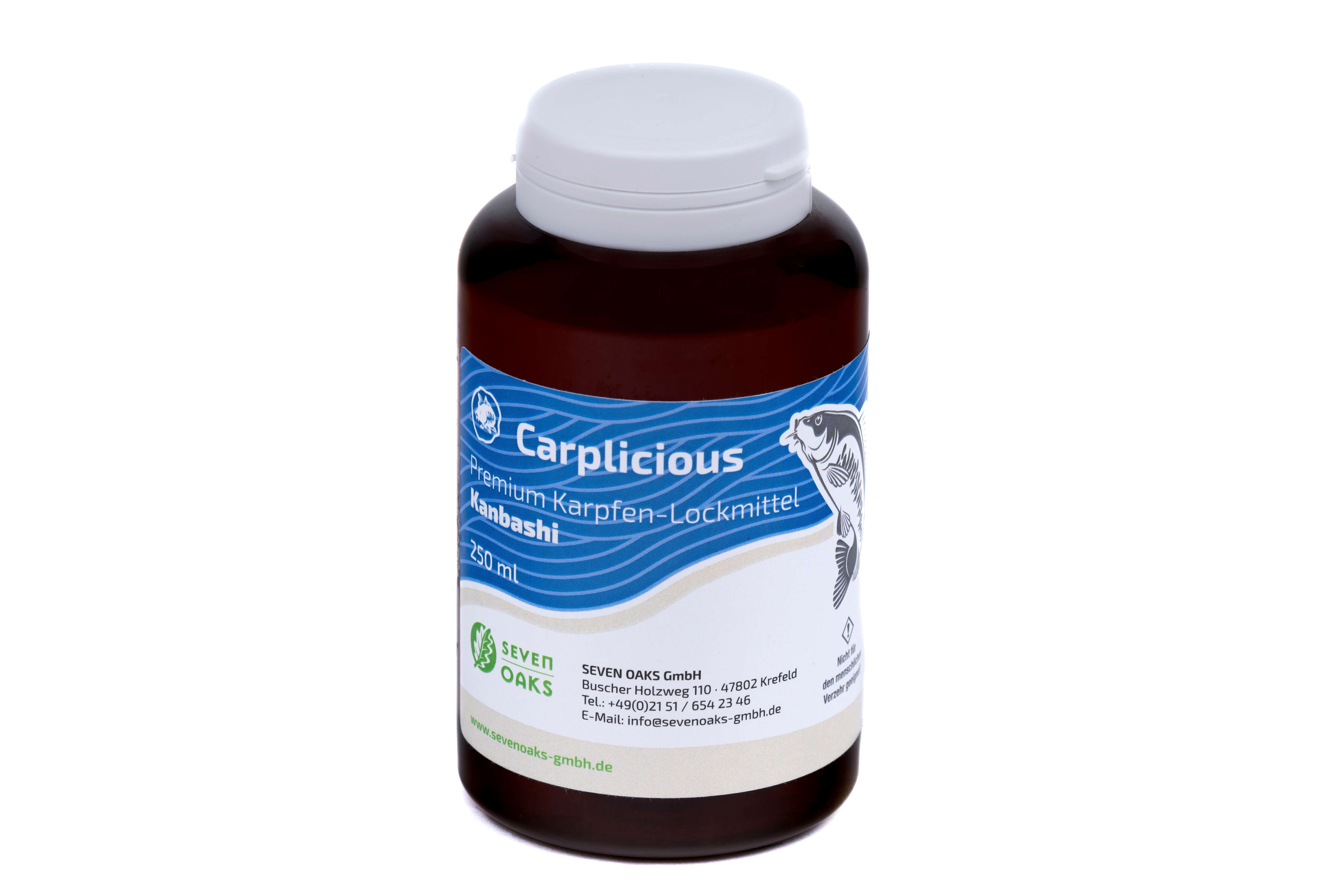 Flasche Carplicious Premium Karpfen-Lockmittel Kanbashi, 250 ml Inhalt, von Seven Oaks GmbH