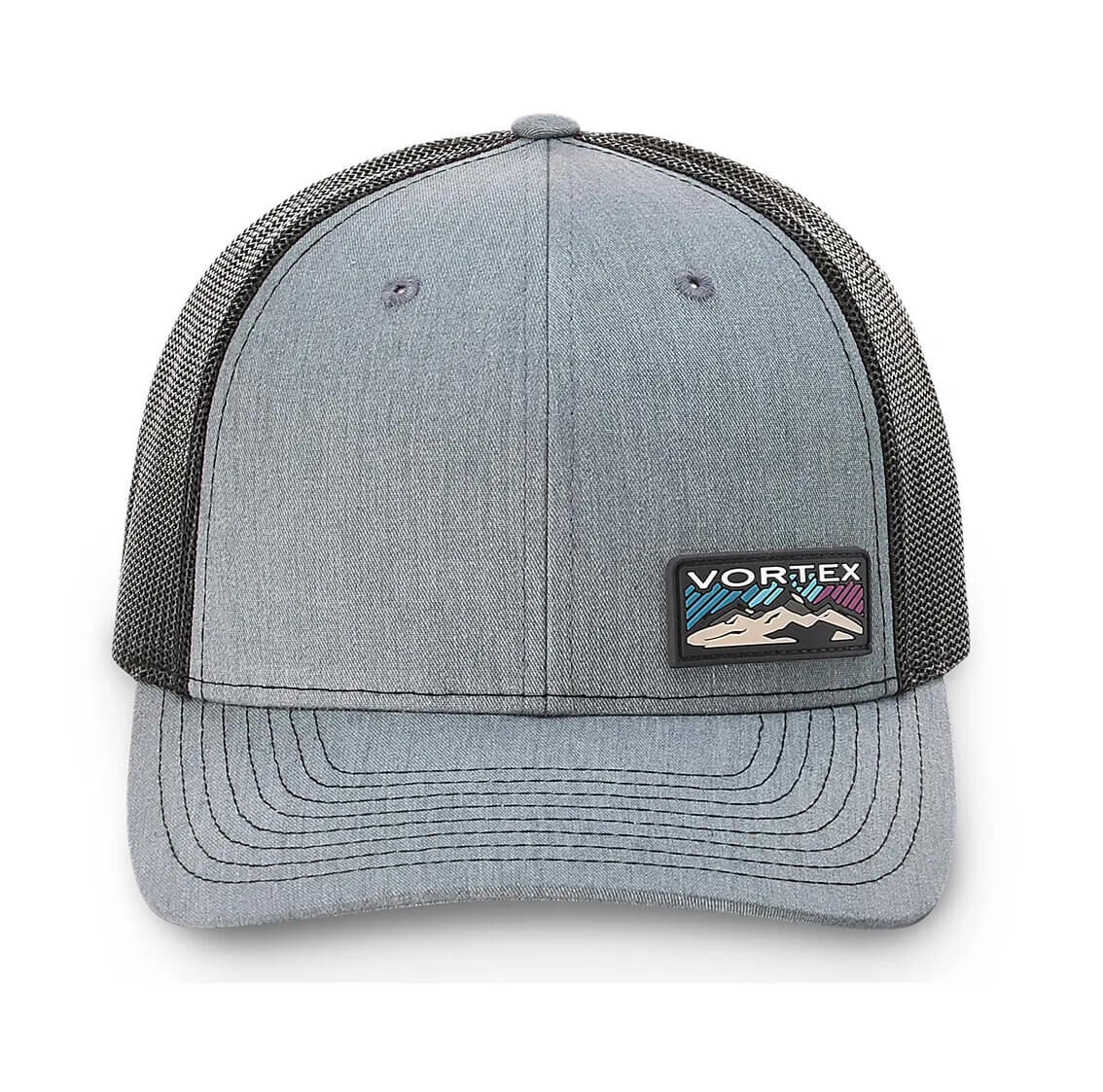 Baseballkappe in Grau mit Vortex-Logo und Netzrückseite