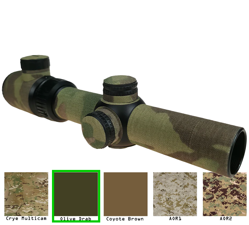 Zielfernrohr mit Olive Drab Tarnmuster und Farbmusteroptionen