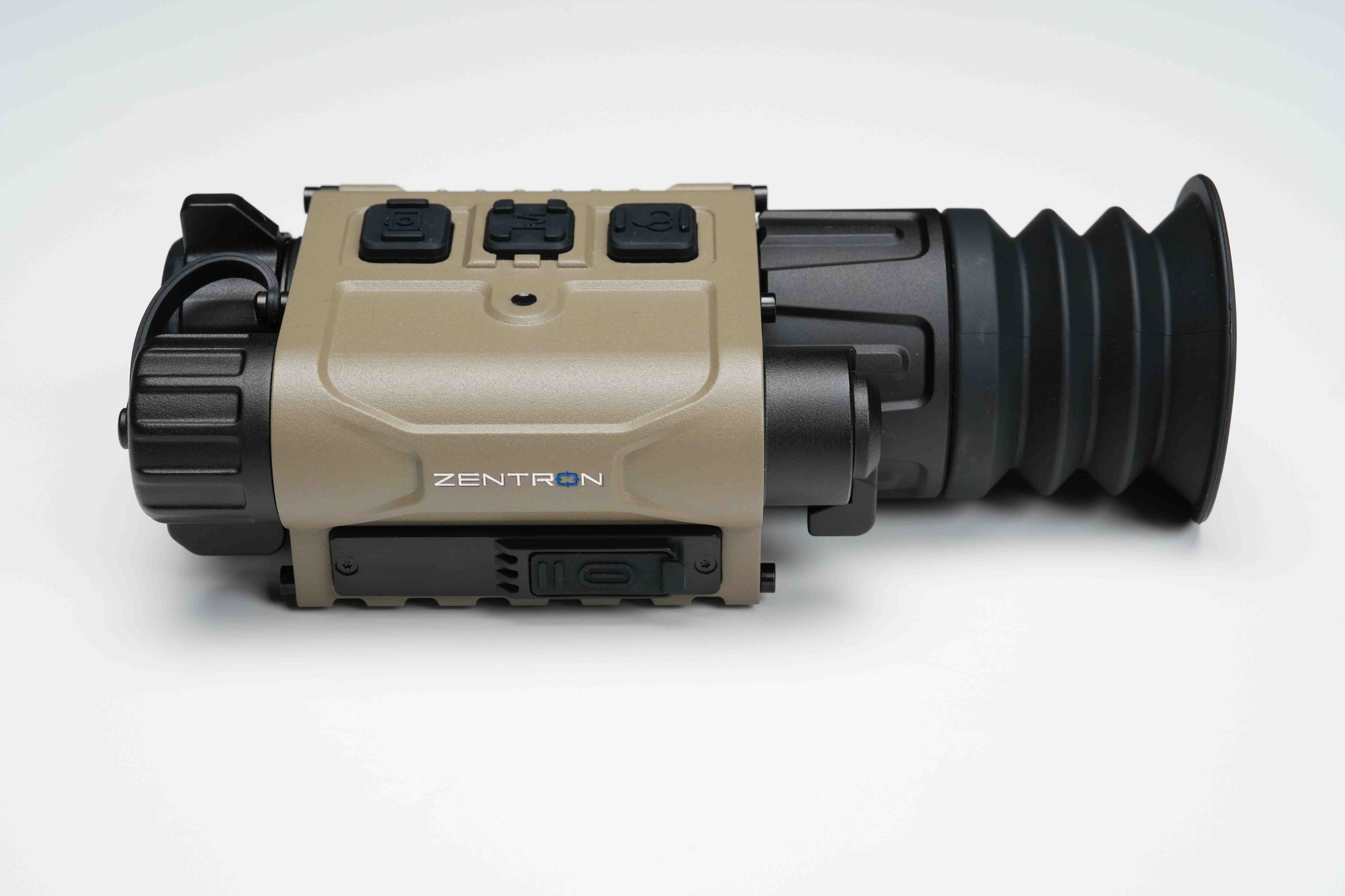 ZENTRON C50R TAN Wärmebild‑Vorsatzgerät mit integriertem Laser‑Entfernungsmesser bis 1200 m, 640×512 Sensor, OLED 1920×1080, IP67, 425 g