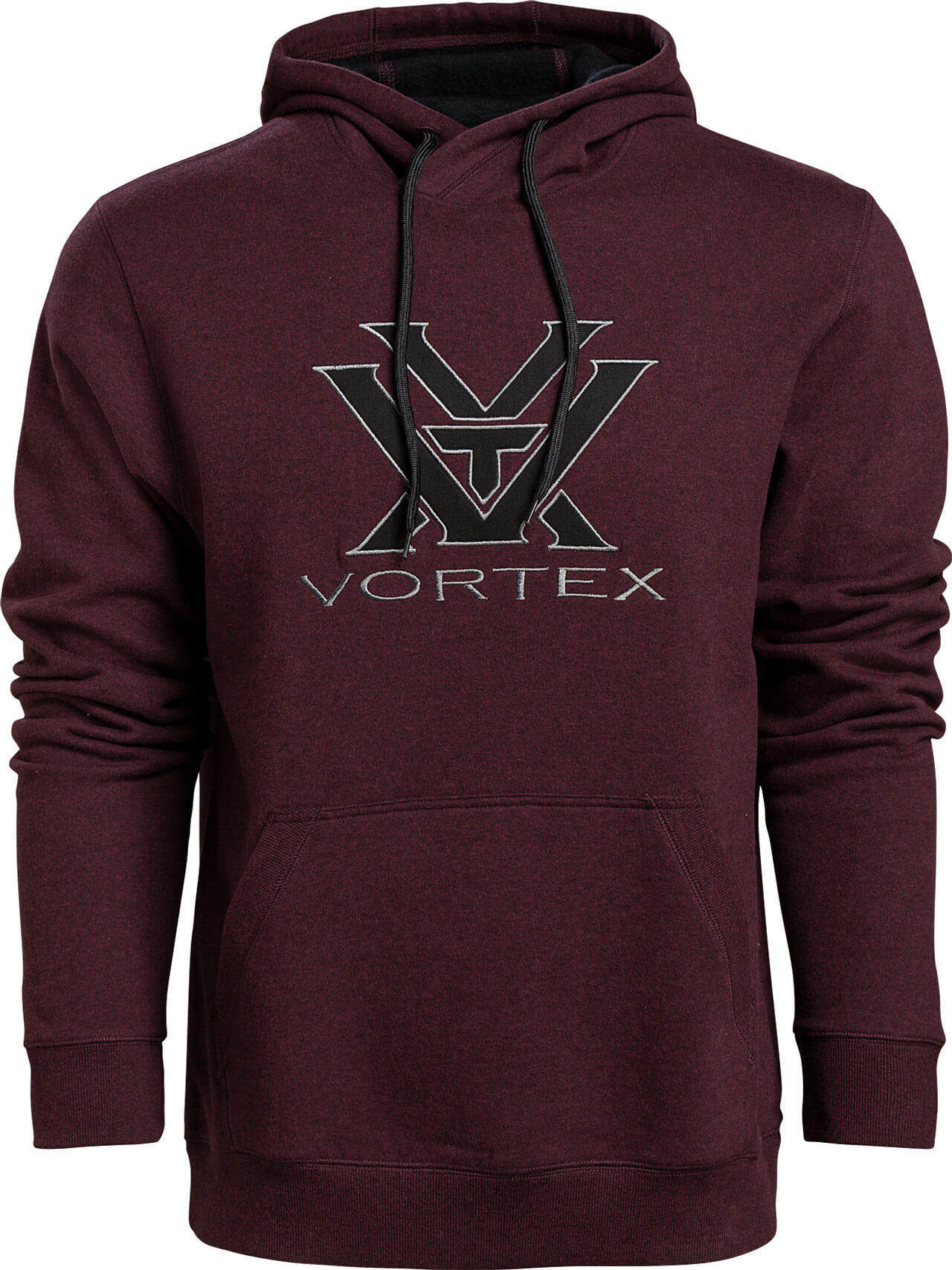 Bordeauxfarbener Herren-Hoodie mit Vortex-Logo auf der Vorderseite