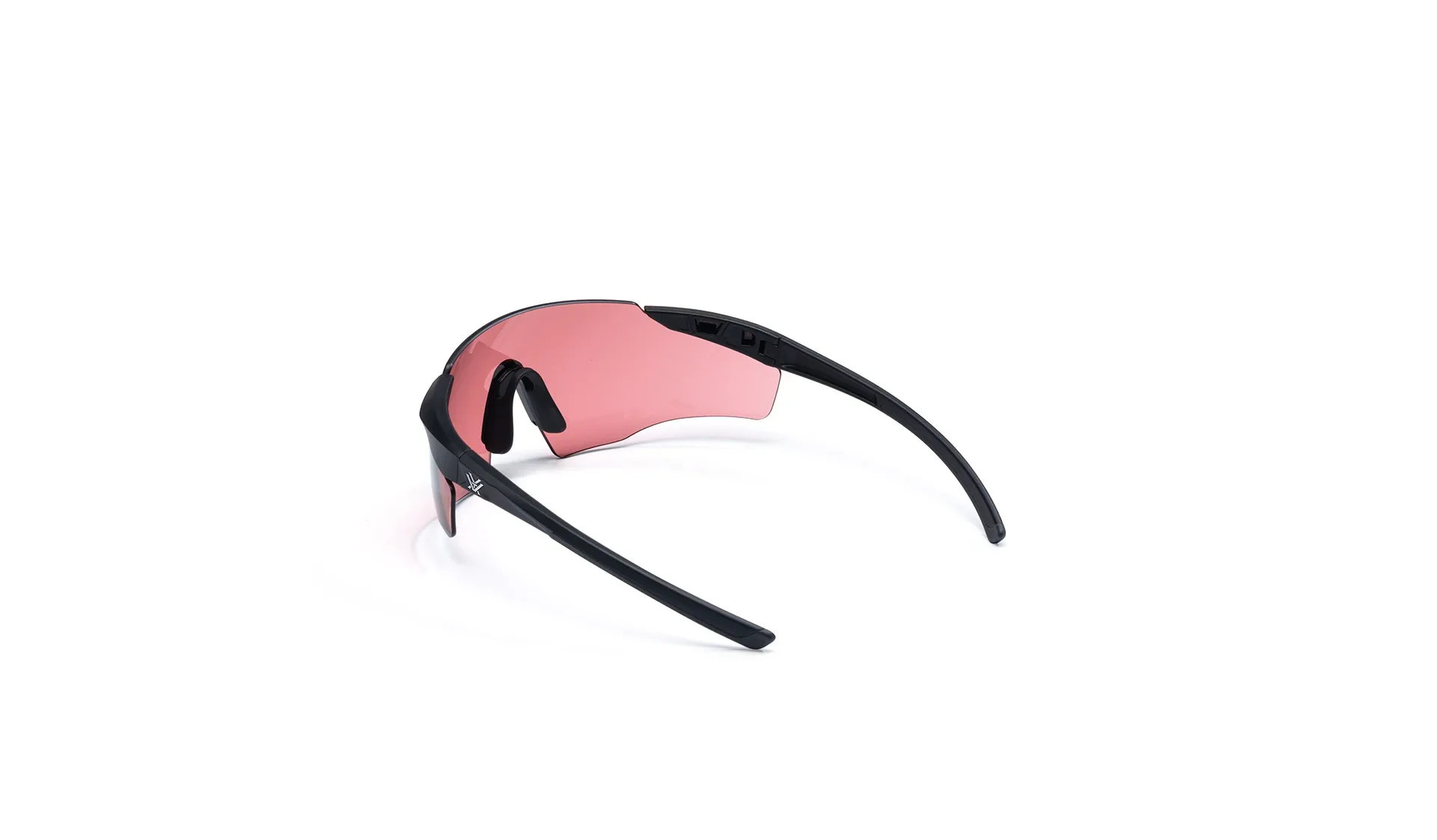Sonnenbrille mit roter Linse und schwarzem Design, ideal für Sport und Outdoor-Aktivitäten