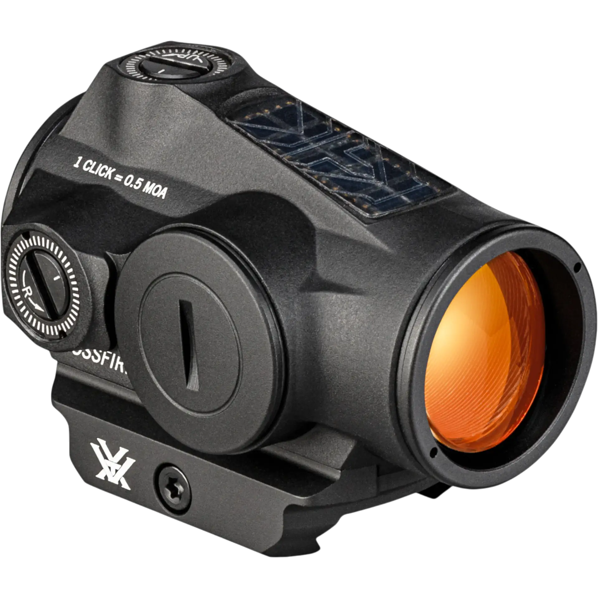 Schwarzes Vortex Crossfire Red Dot Visier mit orange vergüteter Linse und Montage, ideales Leuchtpunktzielgerät für Sport- und Jagdwaffen