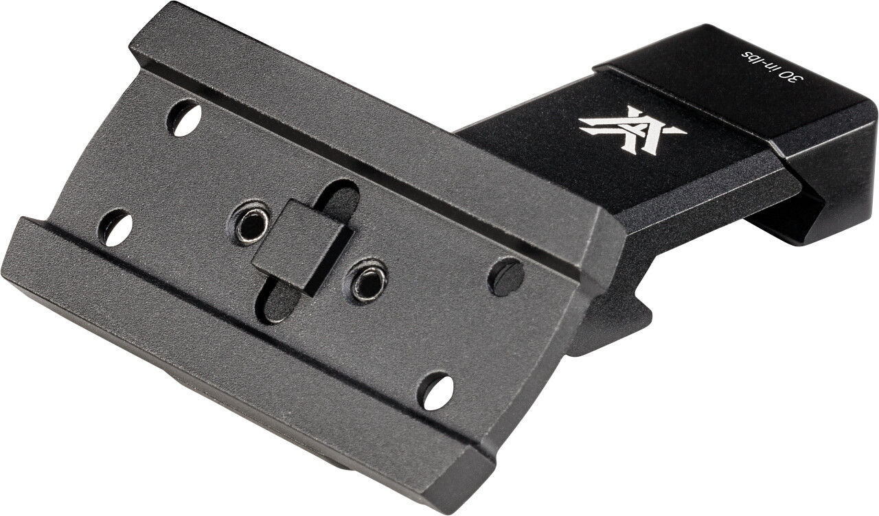 Schwarze Halterung aus Metall für optische Geräte mit mehreren Befestigungslöchern