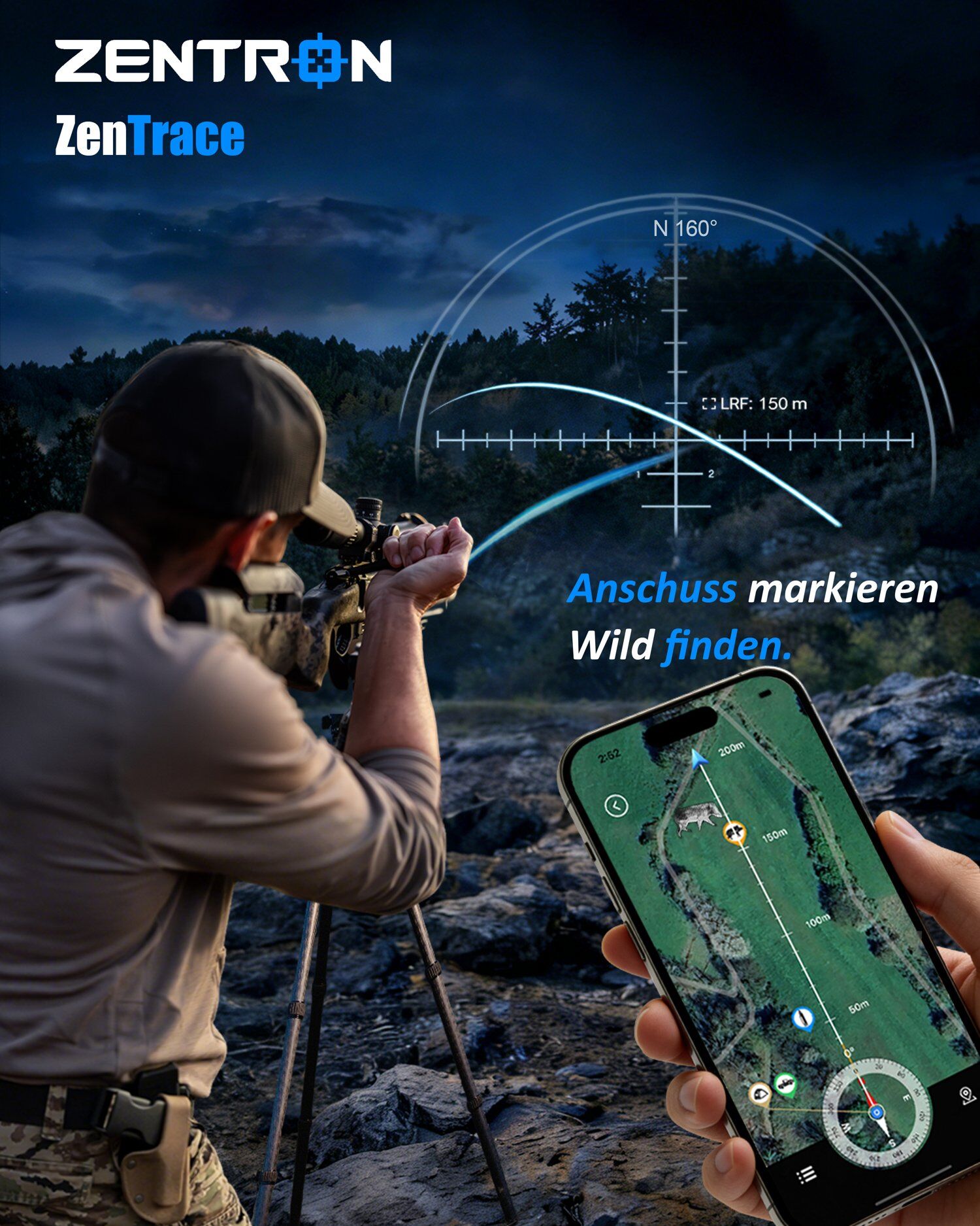 Jäger nutzt ZENTRON ZenTrace App zur Wildortung