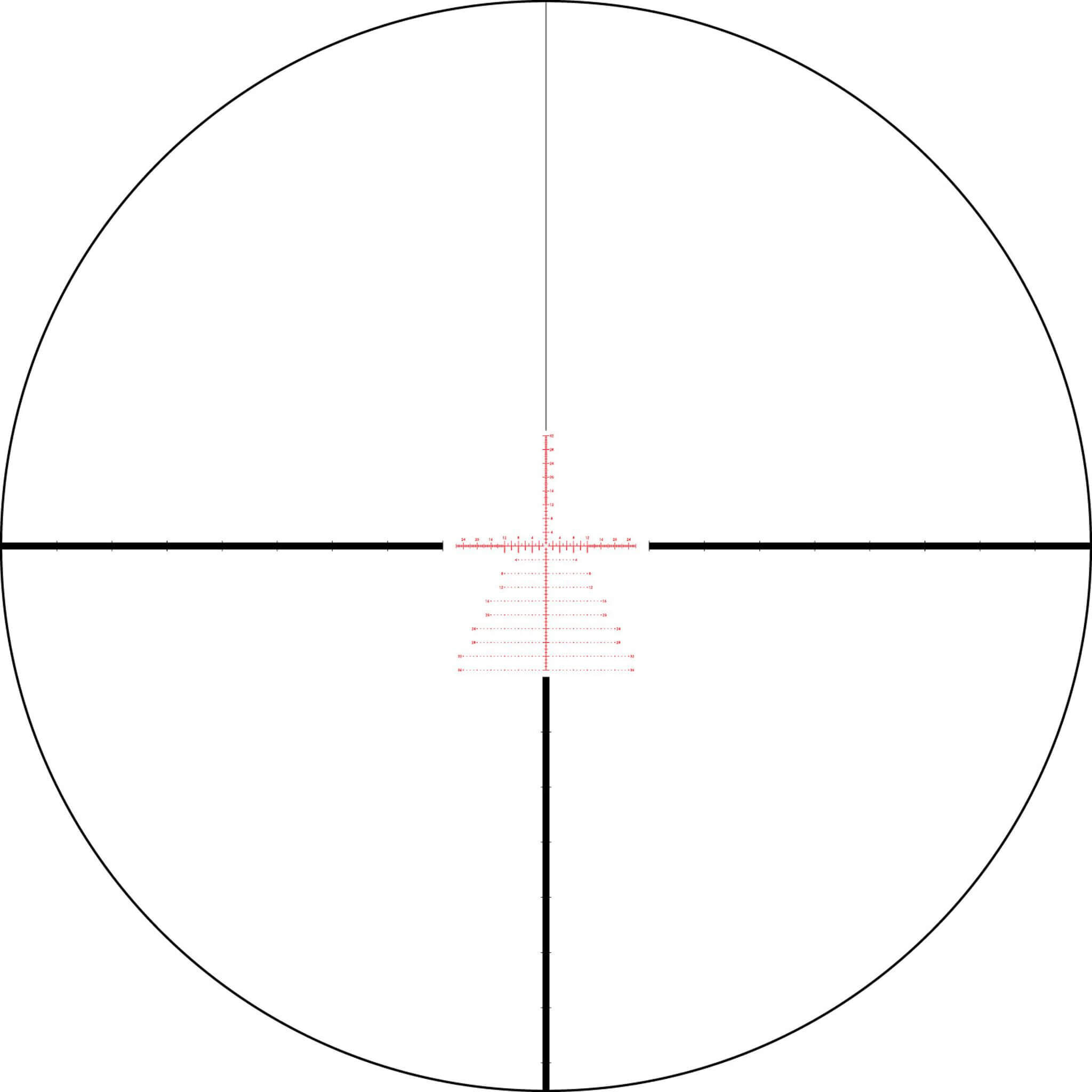 Darstellung eines Absehens mit präzisem Fadenkreuz und Markierungen für Zielgenauigkeit in einem Zielfernrohr