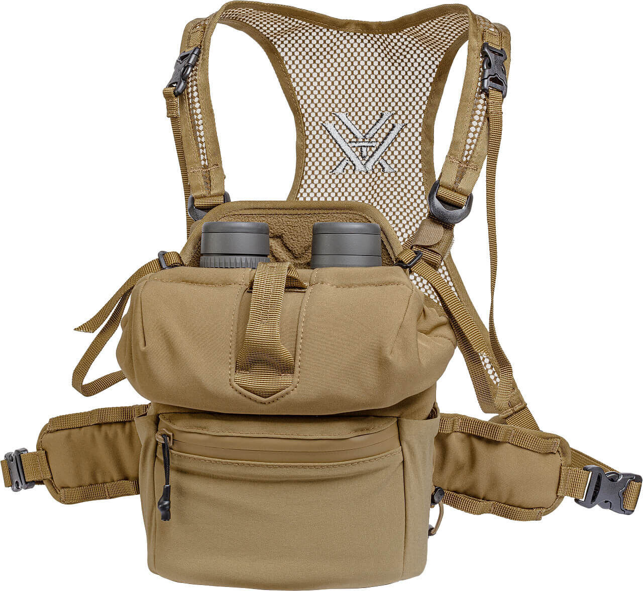Beige Fernglastasche mit praktischen Trageriemen und Netzrücken für Outdoor-Abenteuer